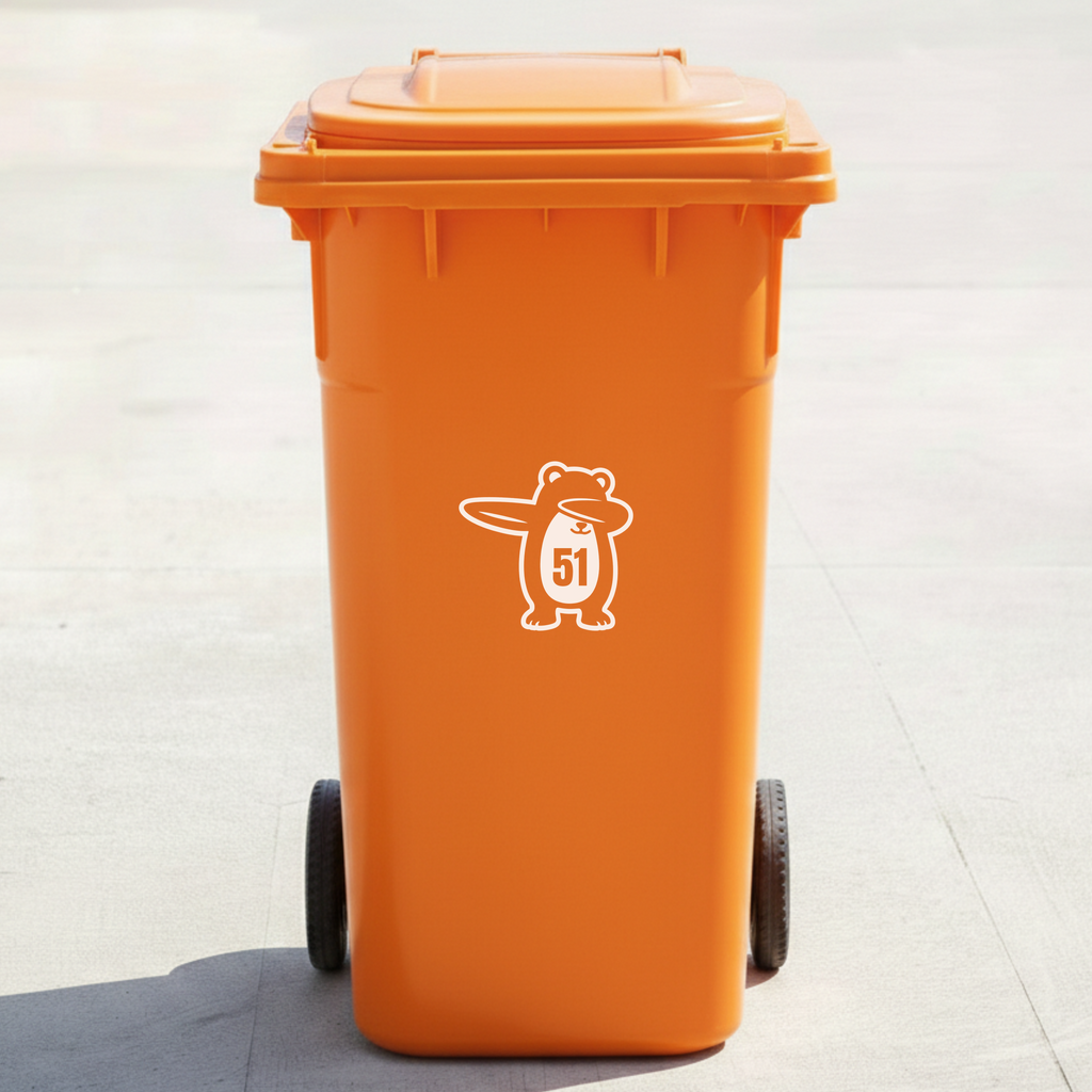 Bear Bin Decal Sticker with Personalised House Number