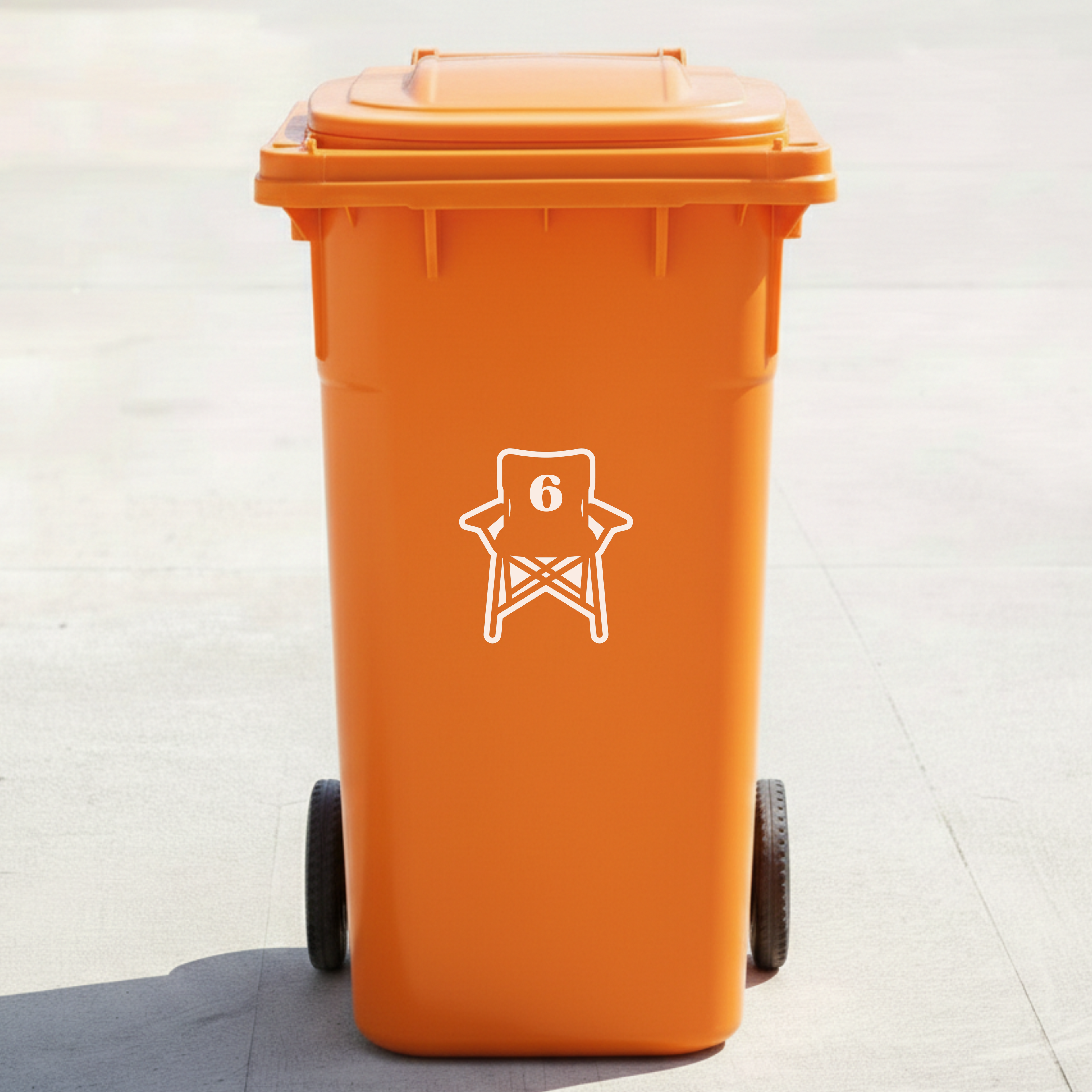 Camping Chair Bin Decal Sticker with Personalised House Number