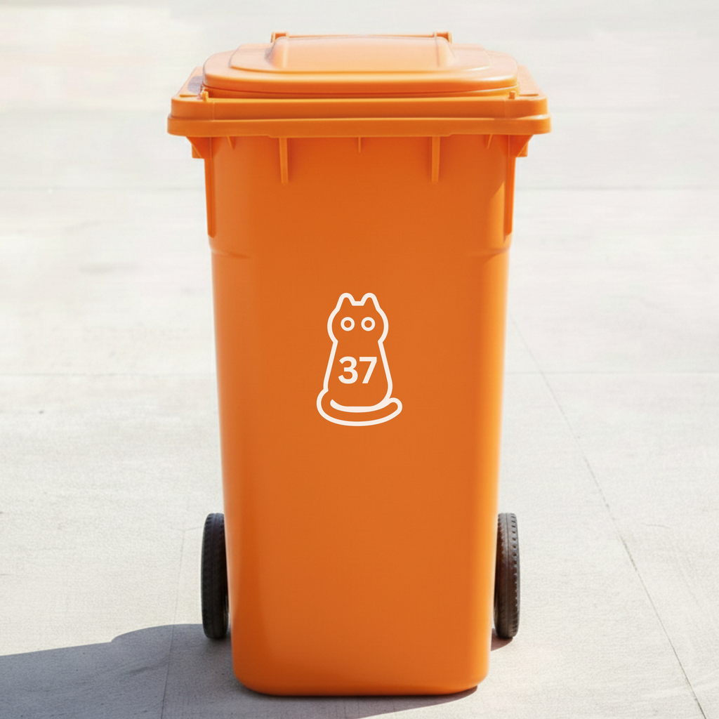 Black Cat Bin Decal Sticker with Personalised House Number