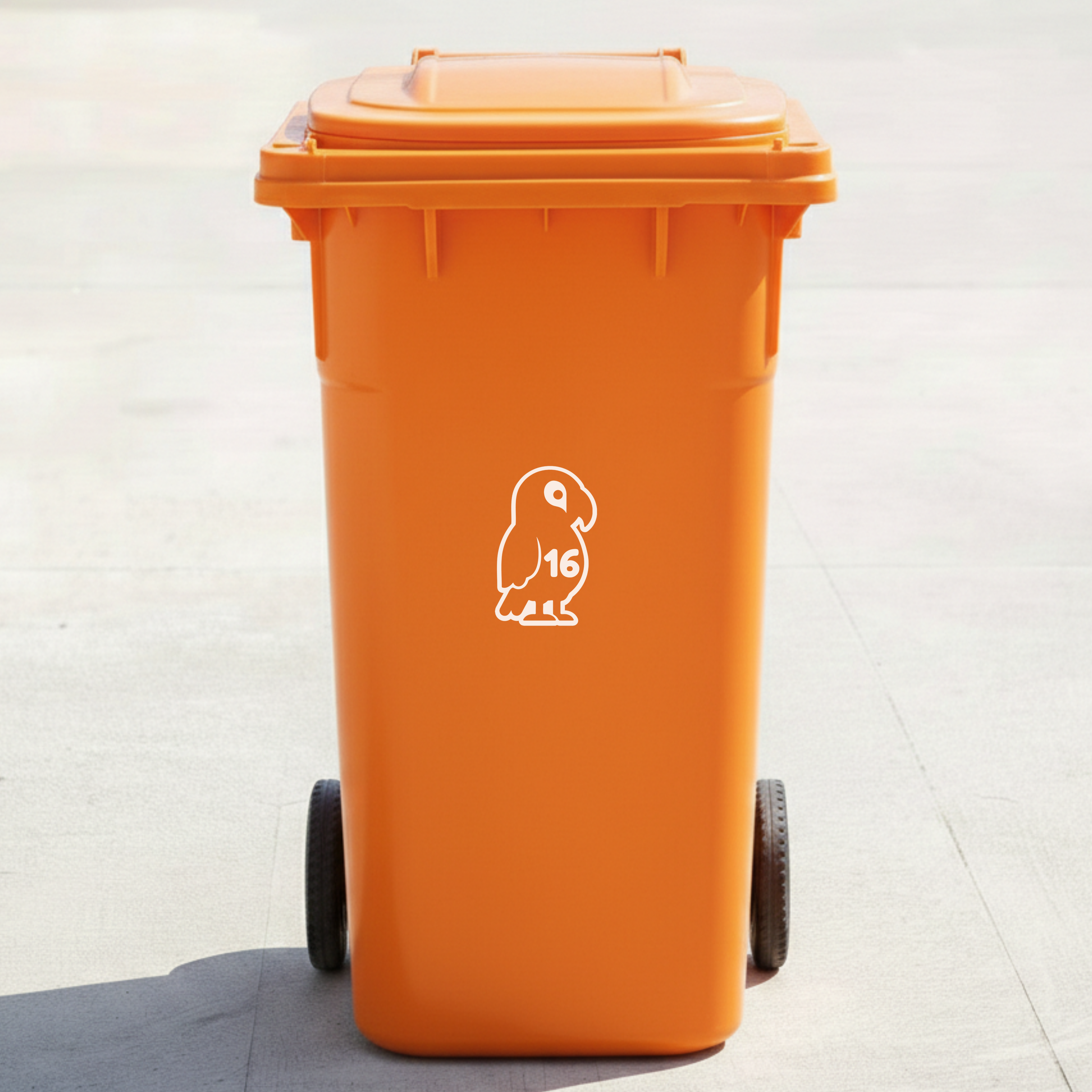 Parrot Bin Decal Sticker with Personalised House Number