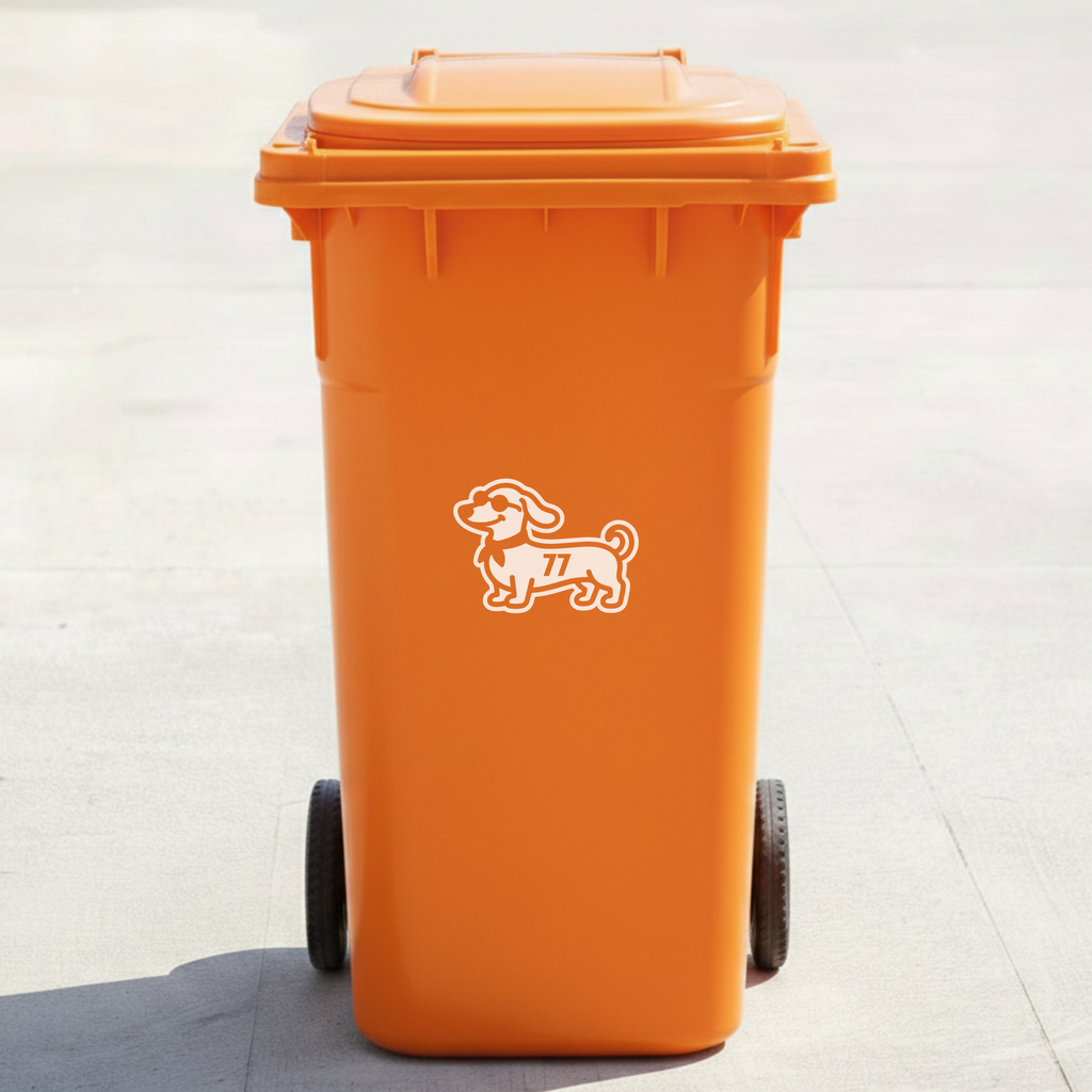 Dachshund Dog Bin Decal Sticker with Personalised House Number