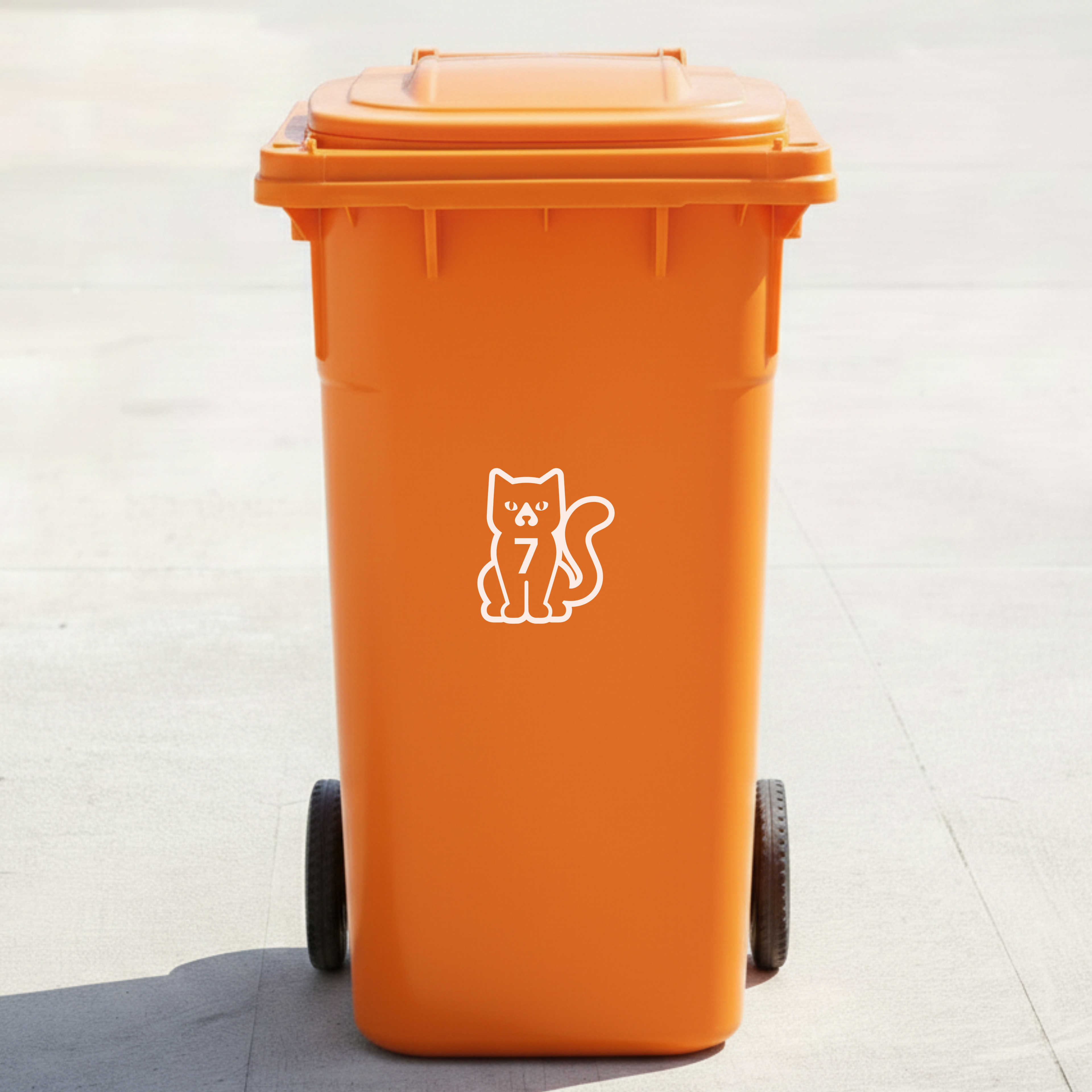 Cat Bin Decal Sticker with Personalised House Number
