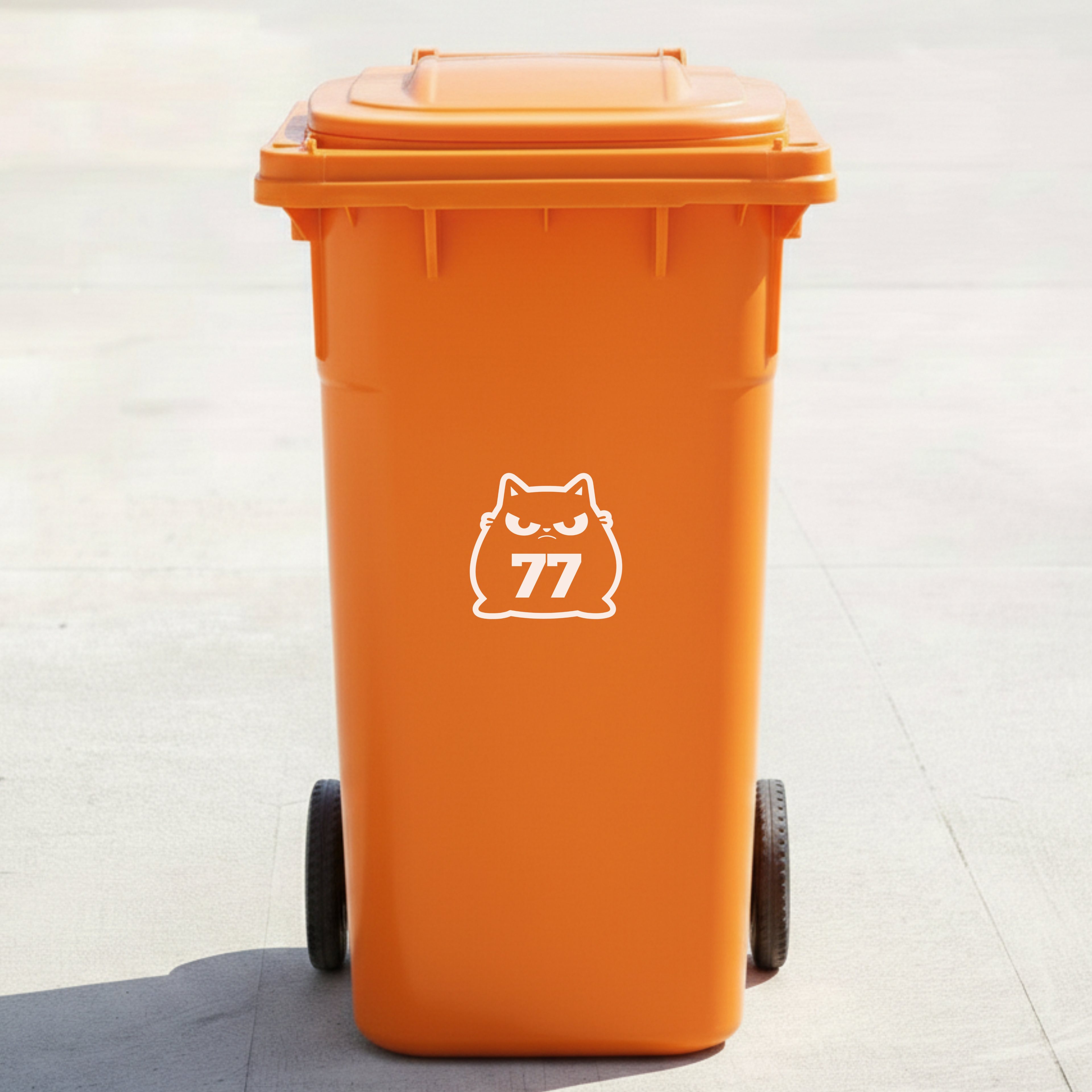Angry Cat Bin Decal Sticker with Personalised House Number