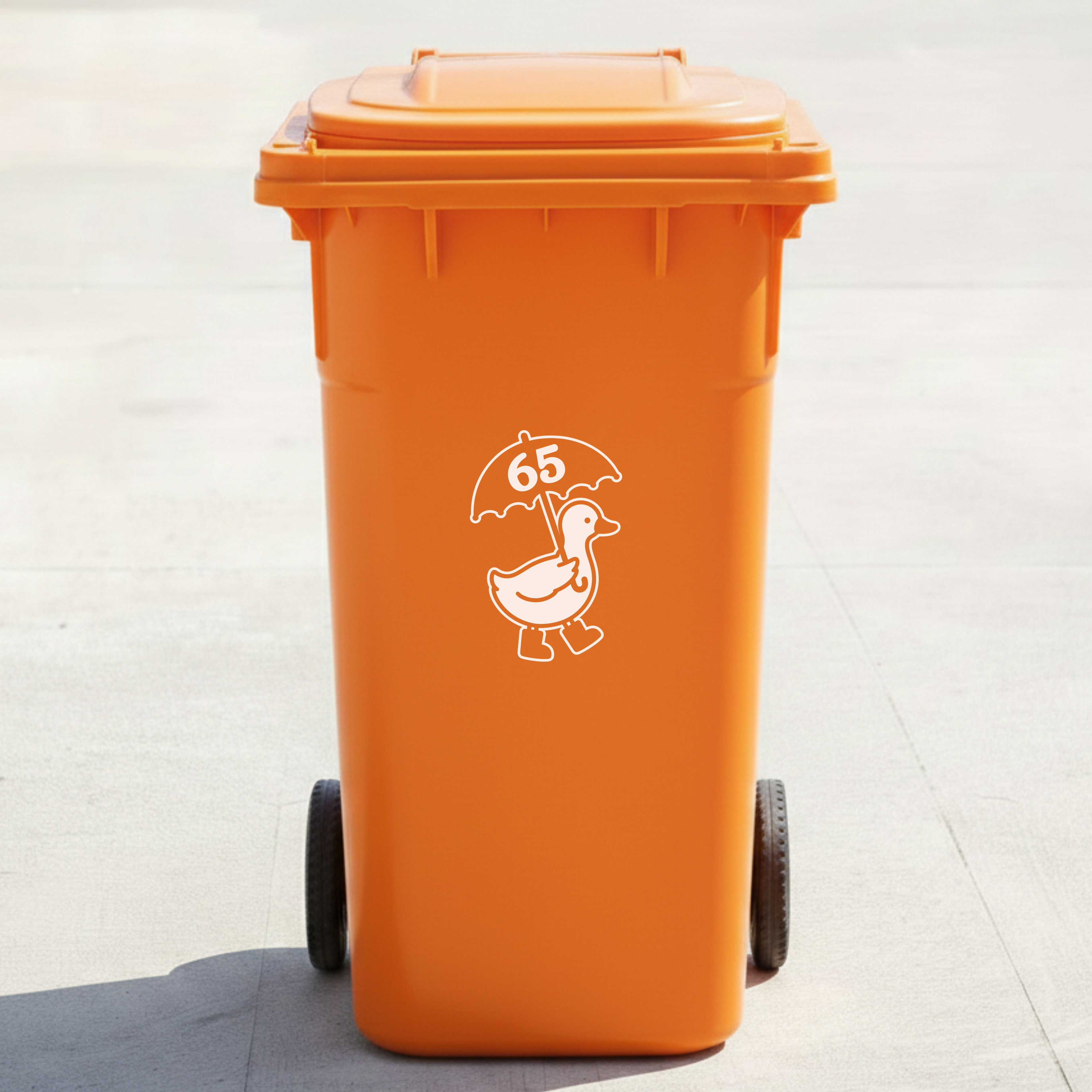 Umbrella Duck Bin Decal Sticker with Personalised House Number