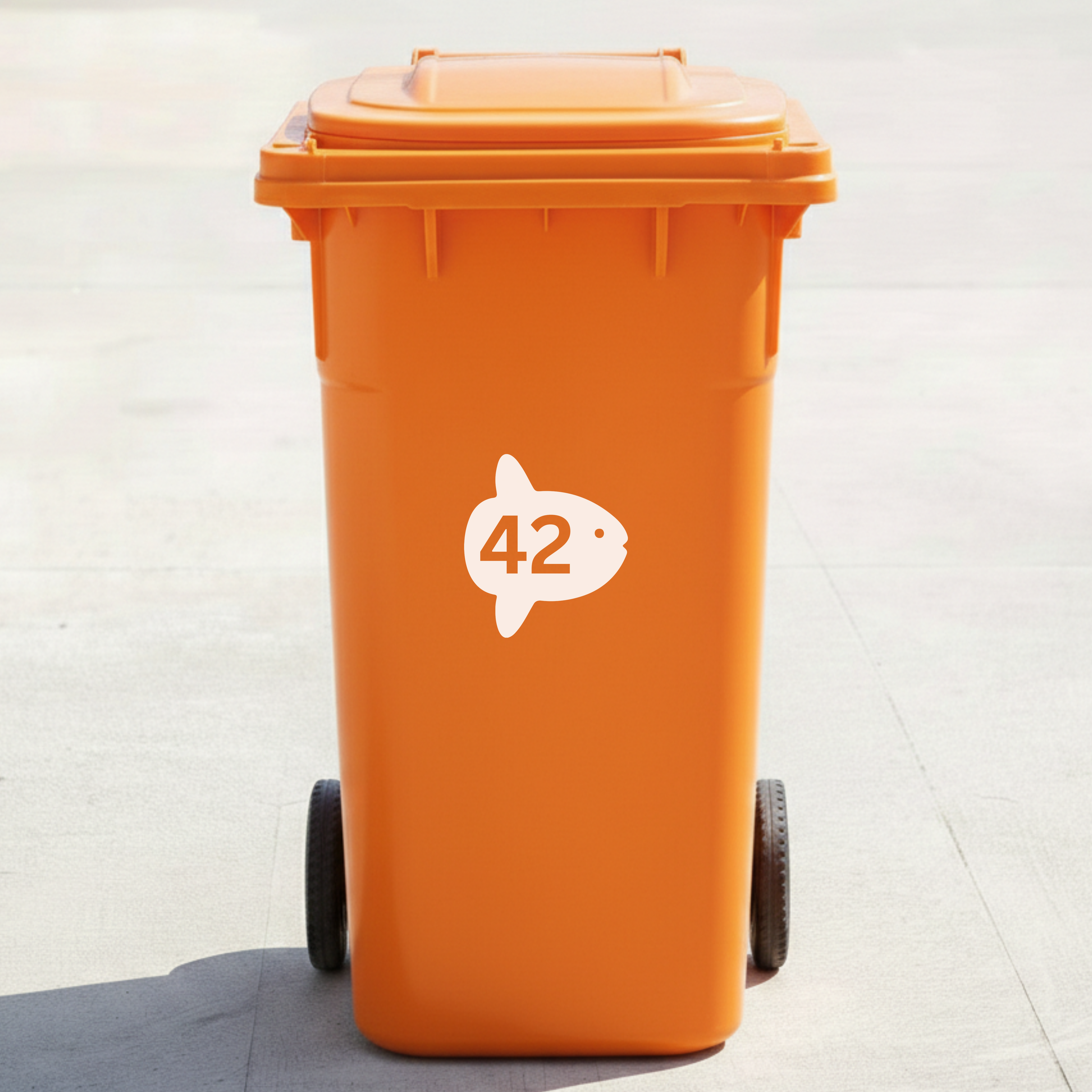 Ocean Sunfish (Mola Mola) Bin Decal Sticker with Personalised House Number