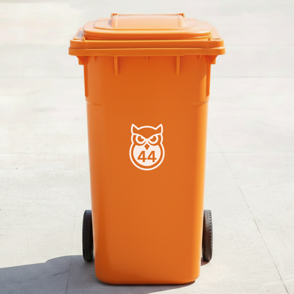 Owl Bin Decal Sticker with Personalised House Number