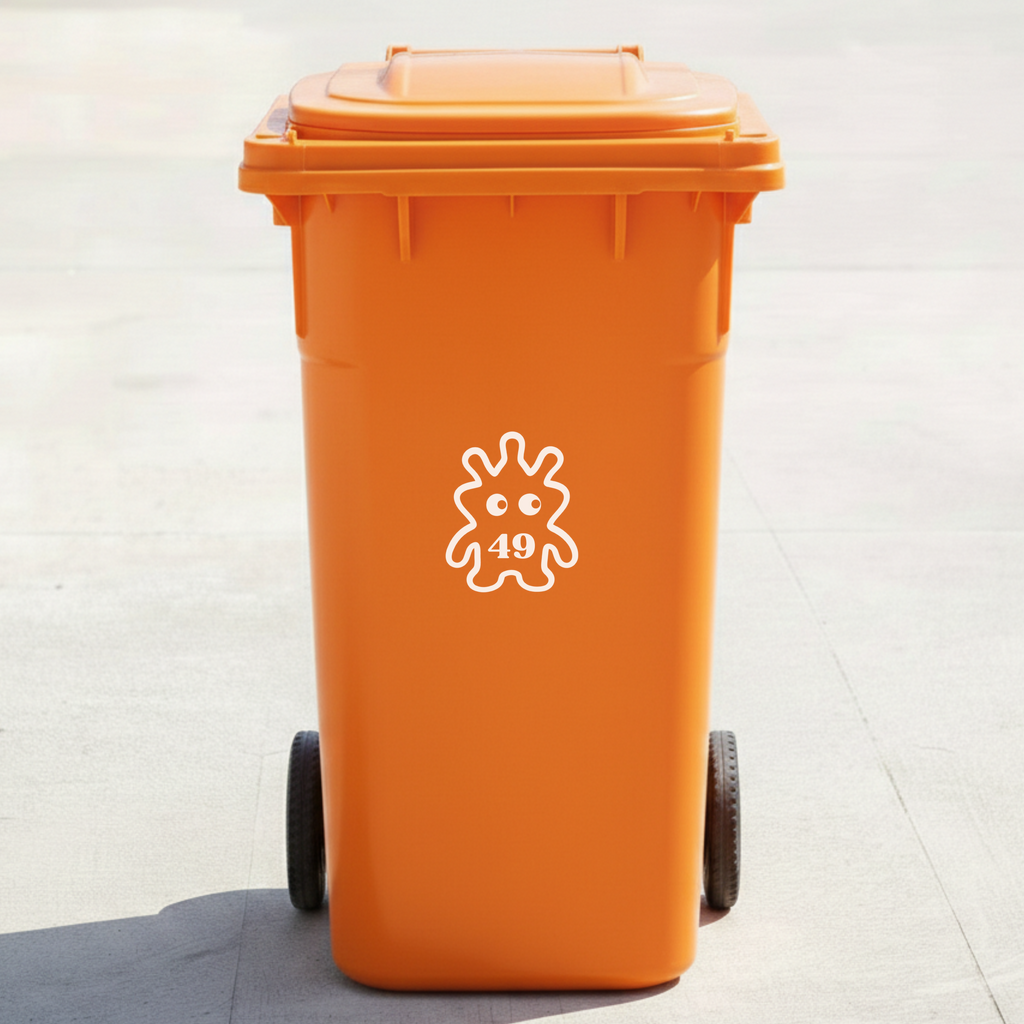 Monster Bin Decal Sticker with Personalised House Number