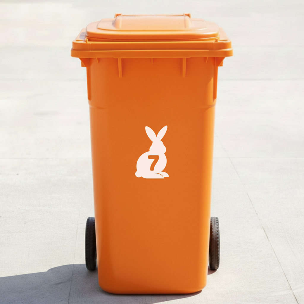 Rabbit Bin Decal Sticker with Personalised House Number