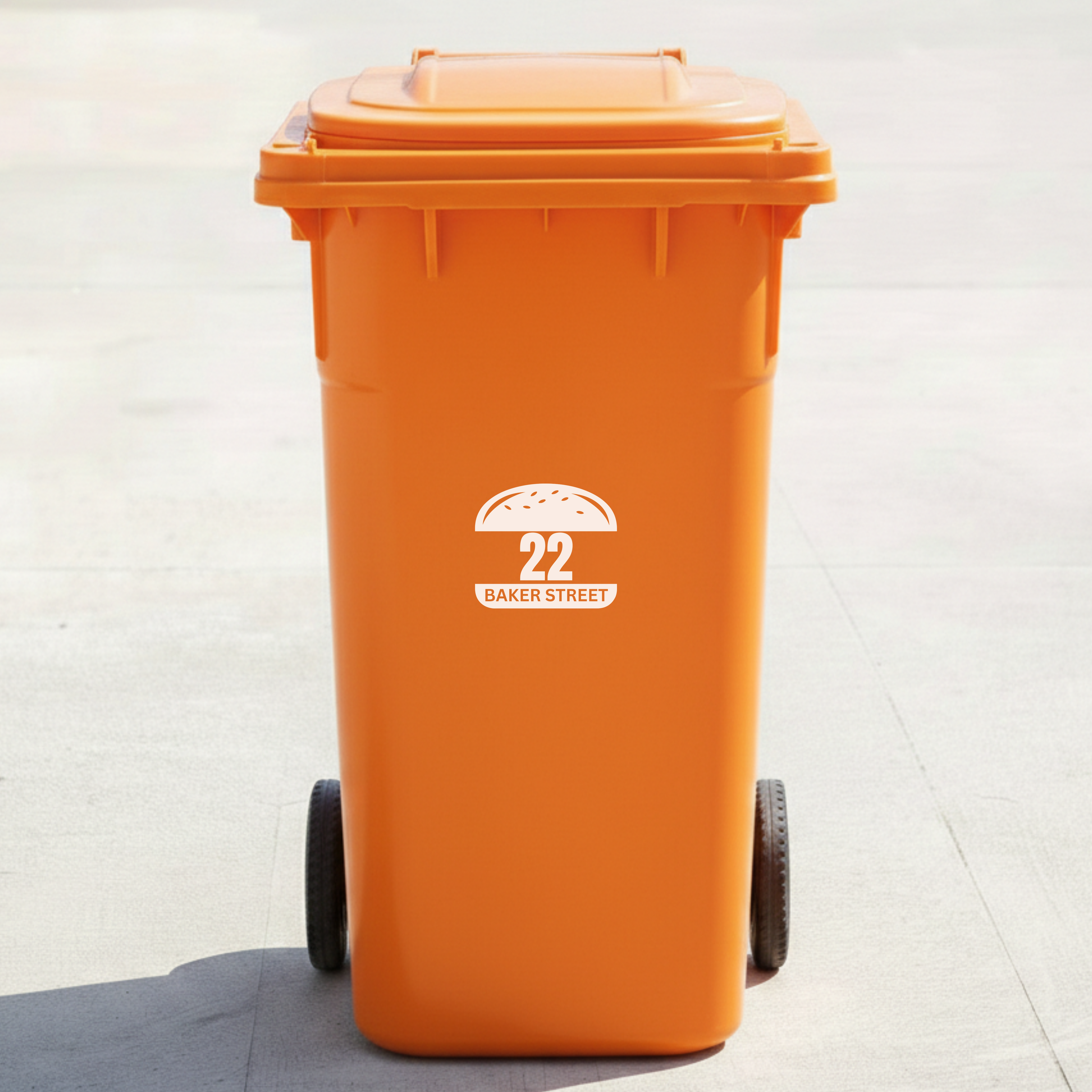 Hamburger Bin Decal Sticker with Personalised House Number & Street Name