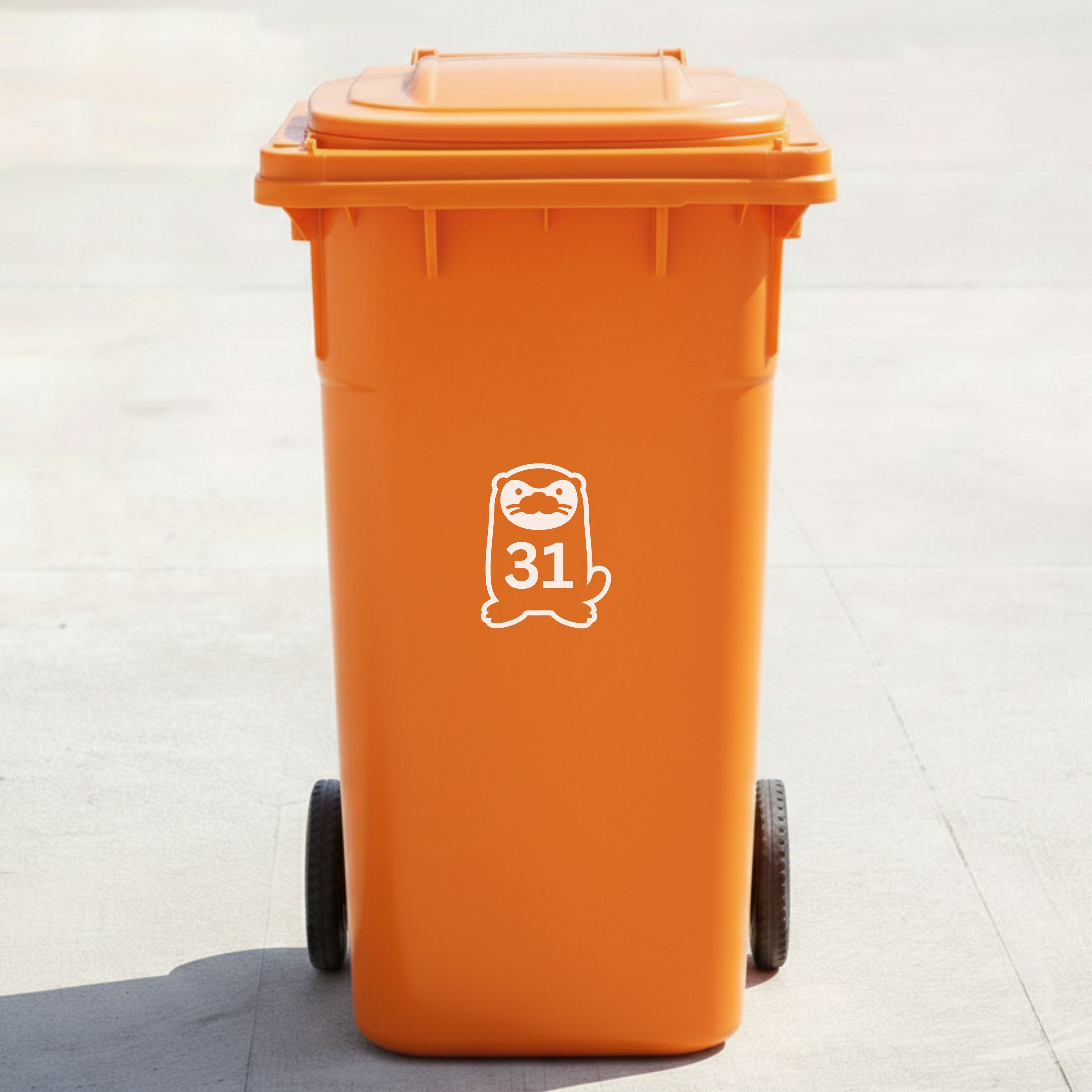 Otter Bin Decal Sticker with Personalised House Number
