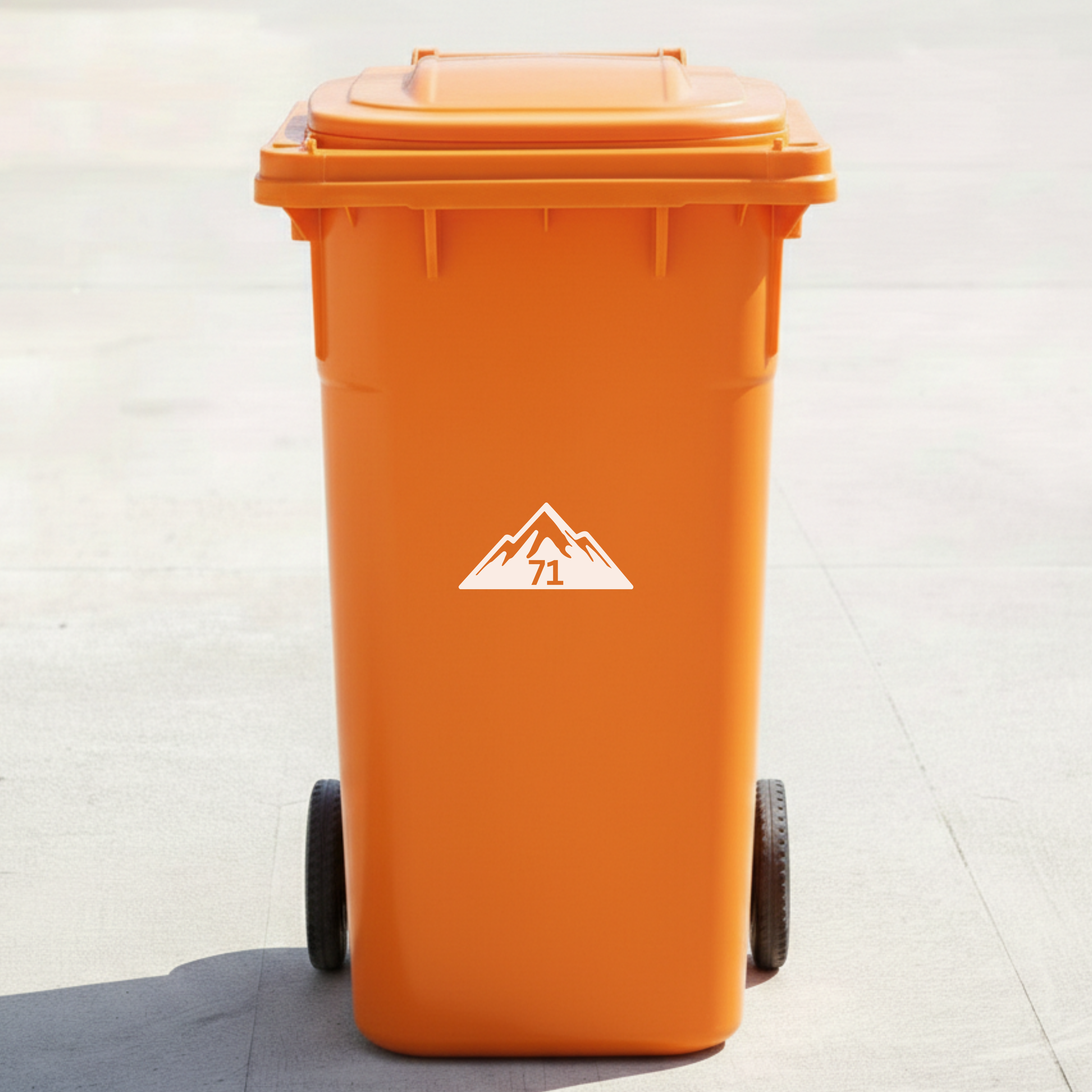 Mountain Adventure Bin Decal Sticker with Personalised House Number