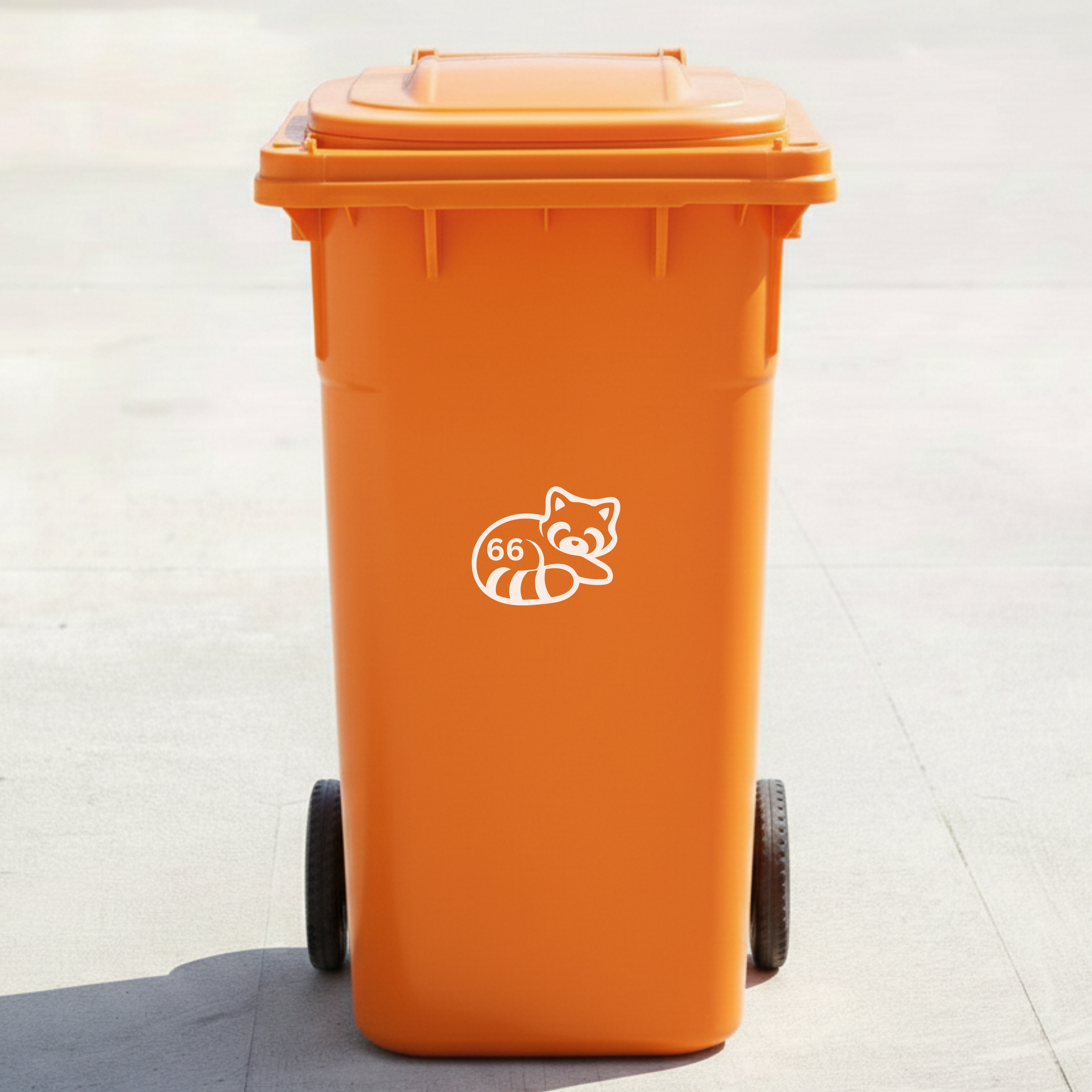 Red Panda Bin Decal Sticker with Personalised House Number