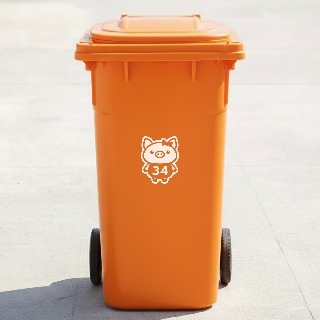 Piggy Bin Decal Sticker with Personalised House Number