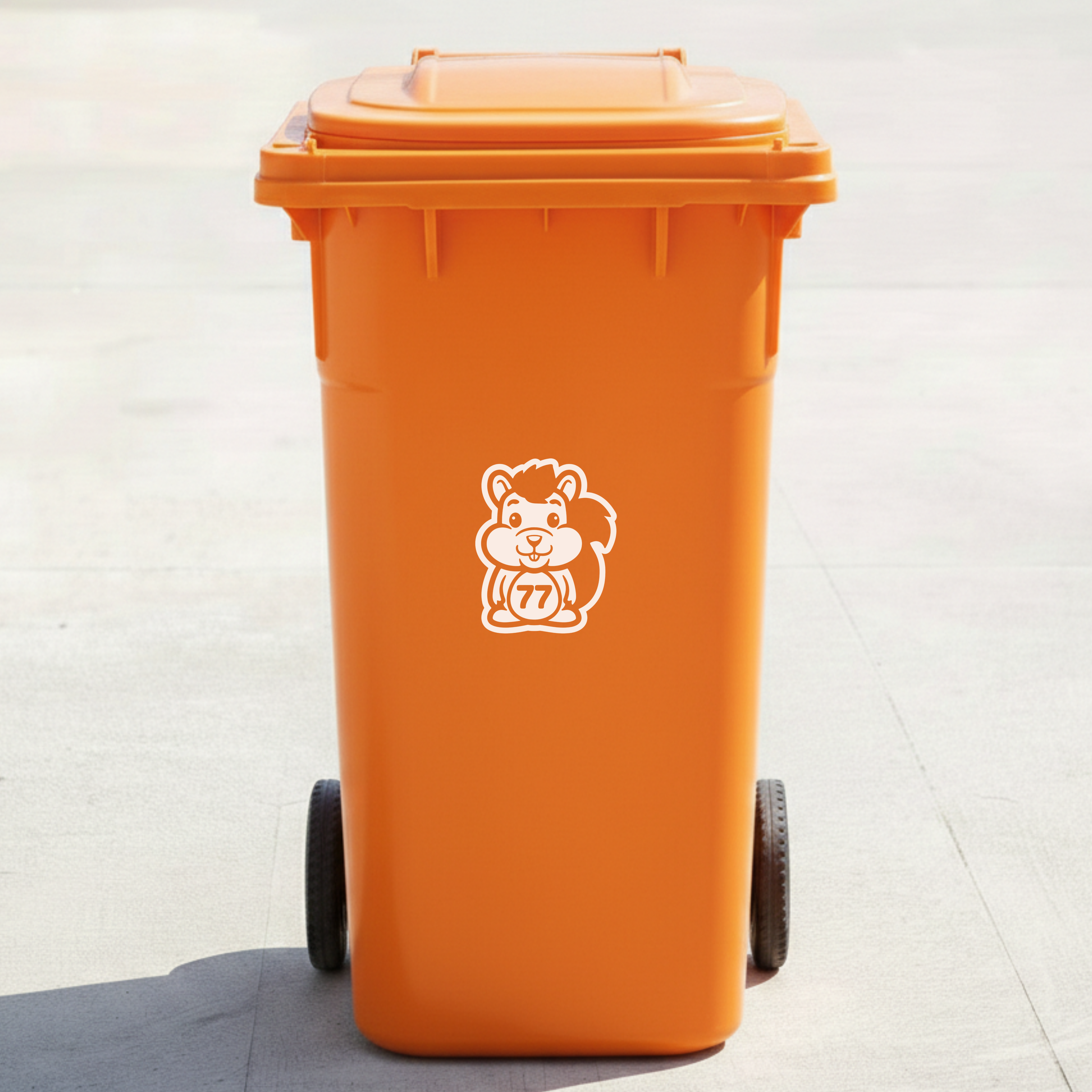 Squirrel Bin Decal Sticker with Personalised House Number