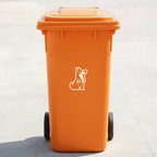 Sitting Dog Bin Decal Sticker with Personalised House Number
