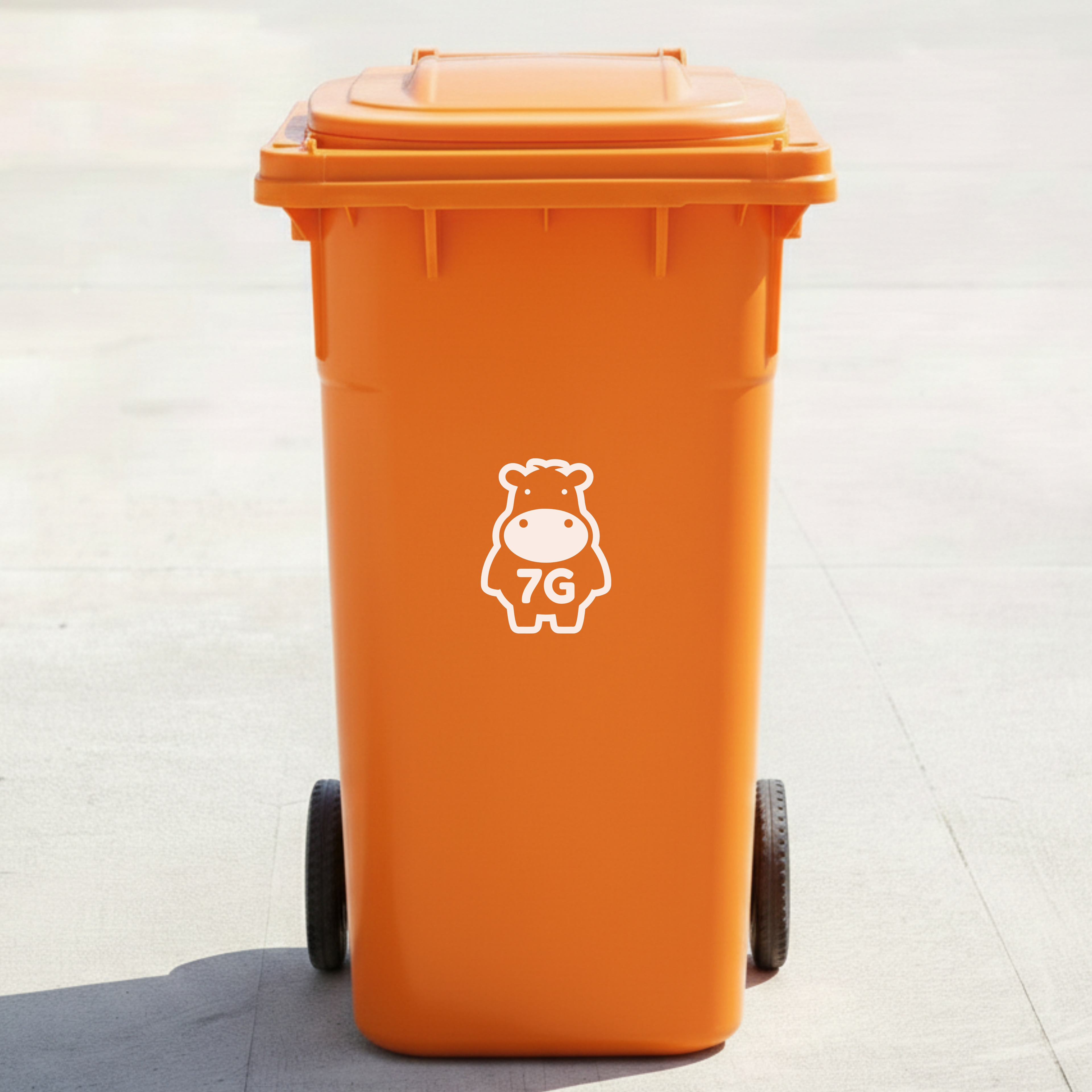 Hippo Bin Decal Sticker with Personalised House Number