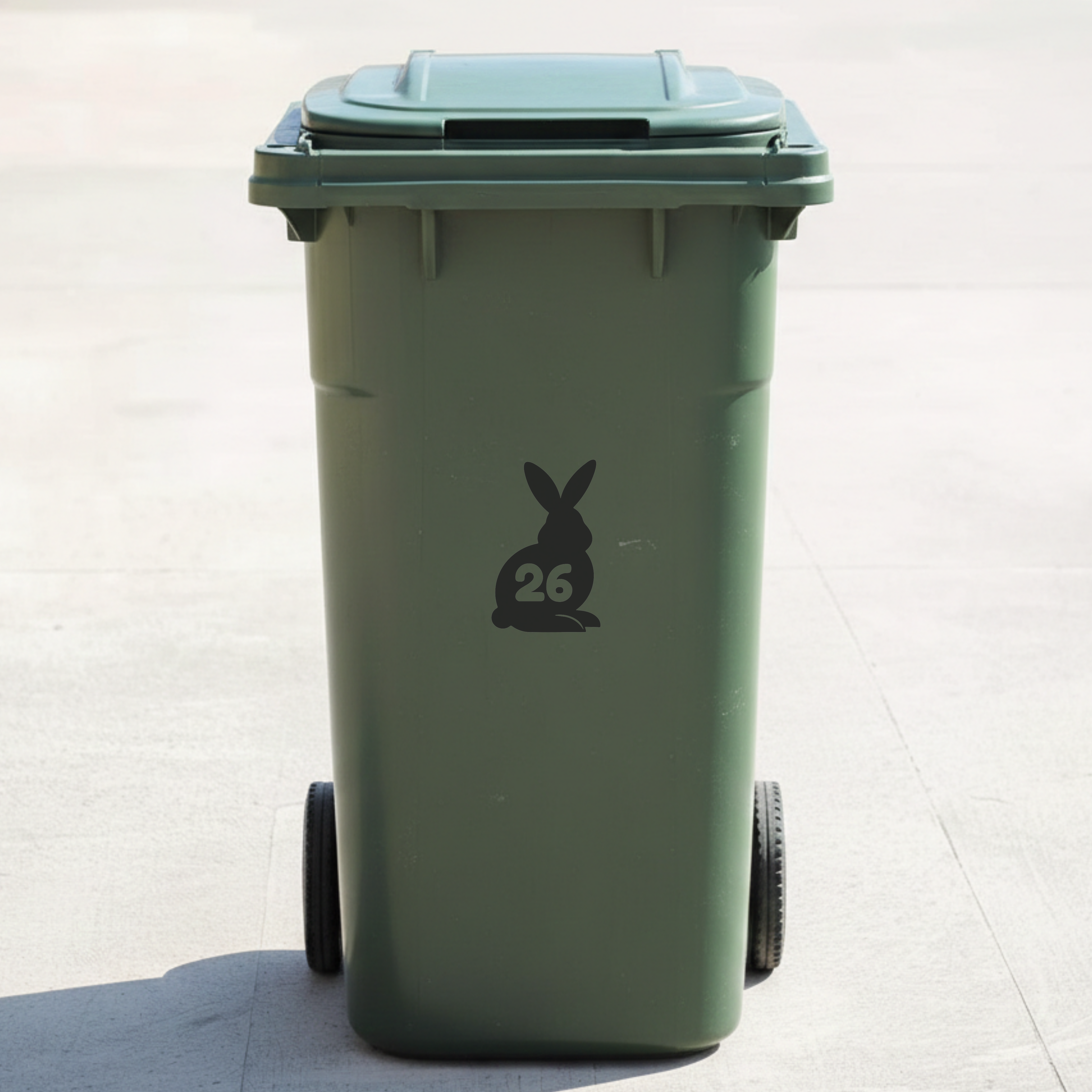 Rabbit Bin Decal Sticker with Personalised House Number