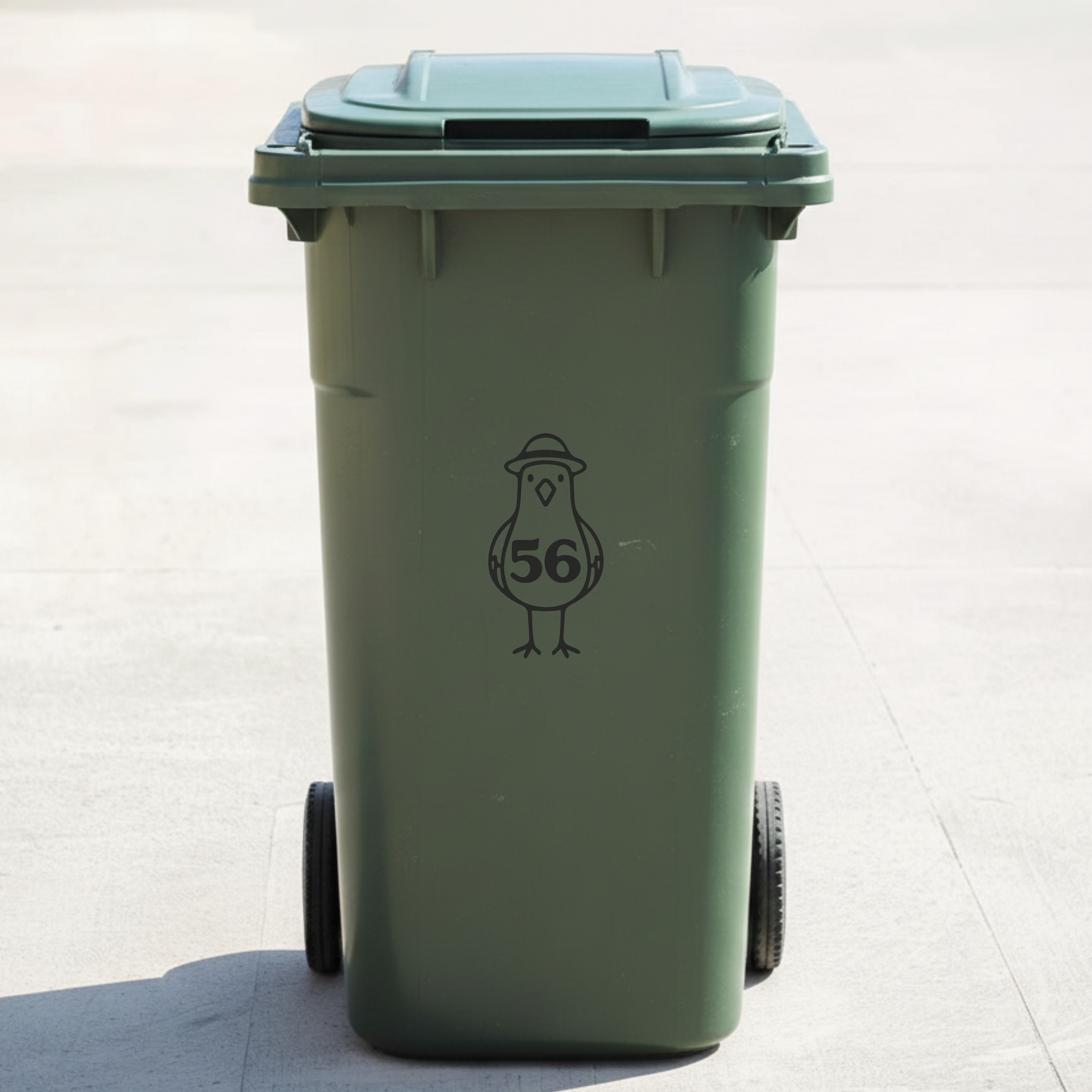 Seagull Bin Decal Sticker with Personalised House Number