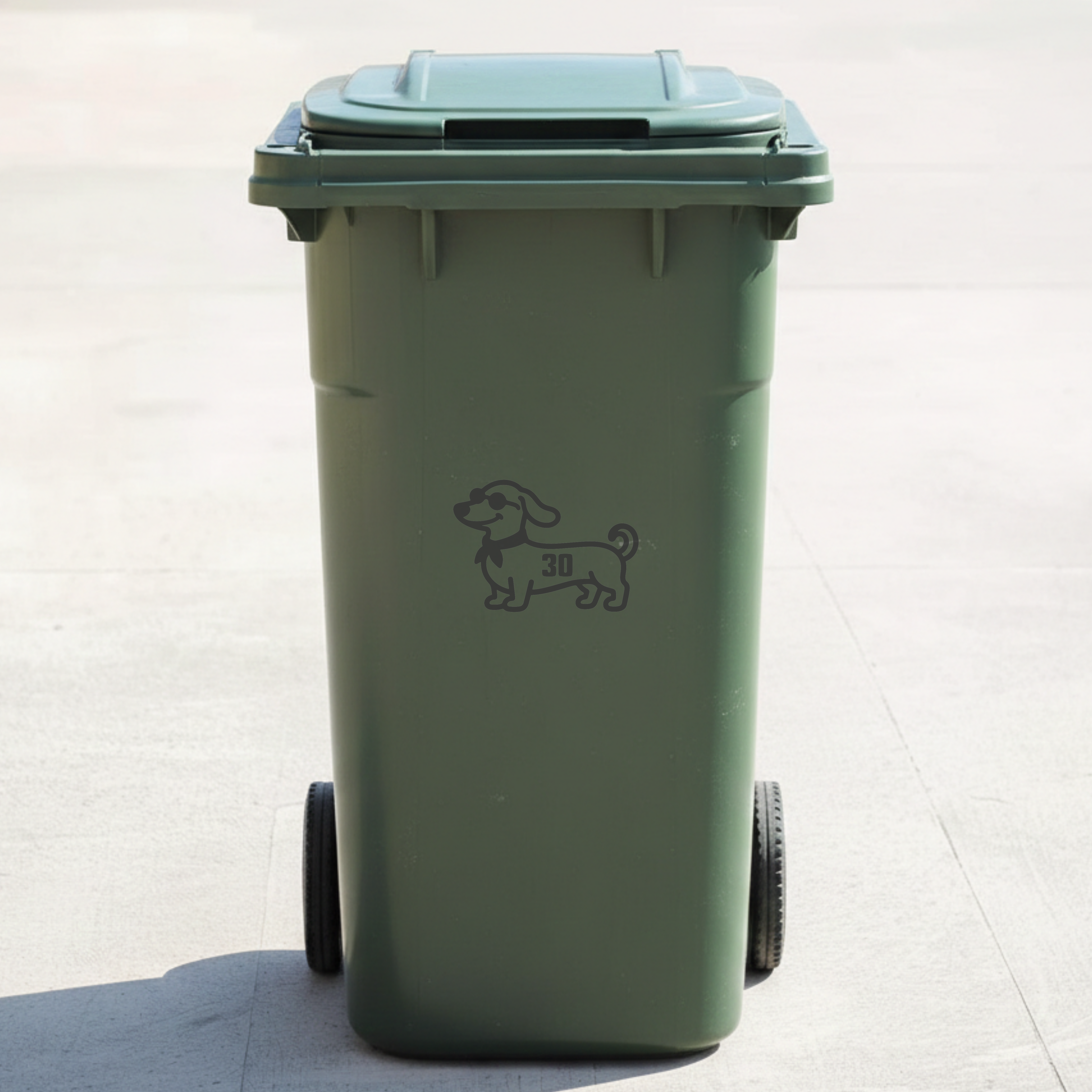 Dachshund Dog Bin Decal Sticker with Personalised House Number