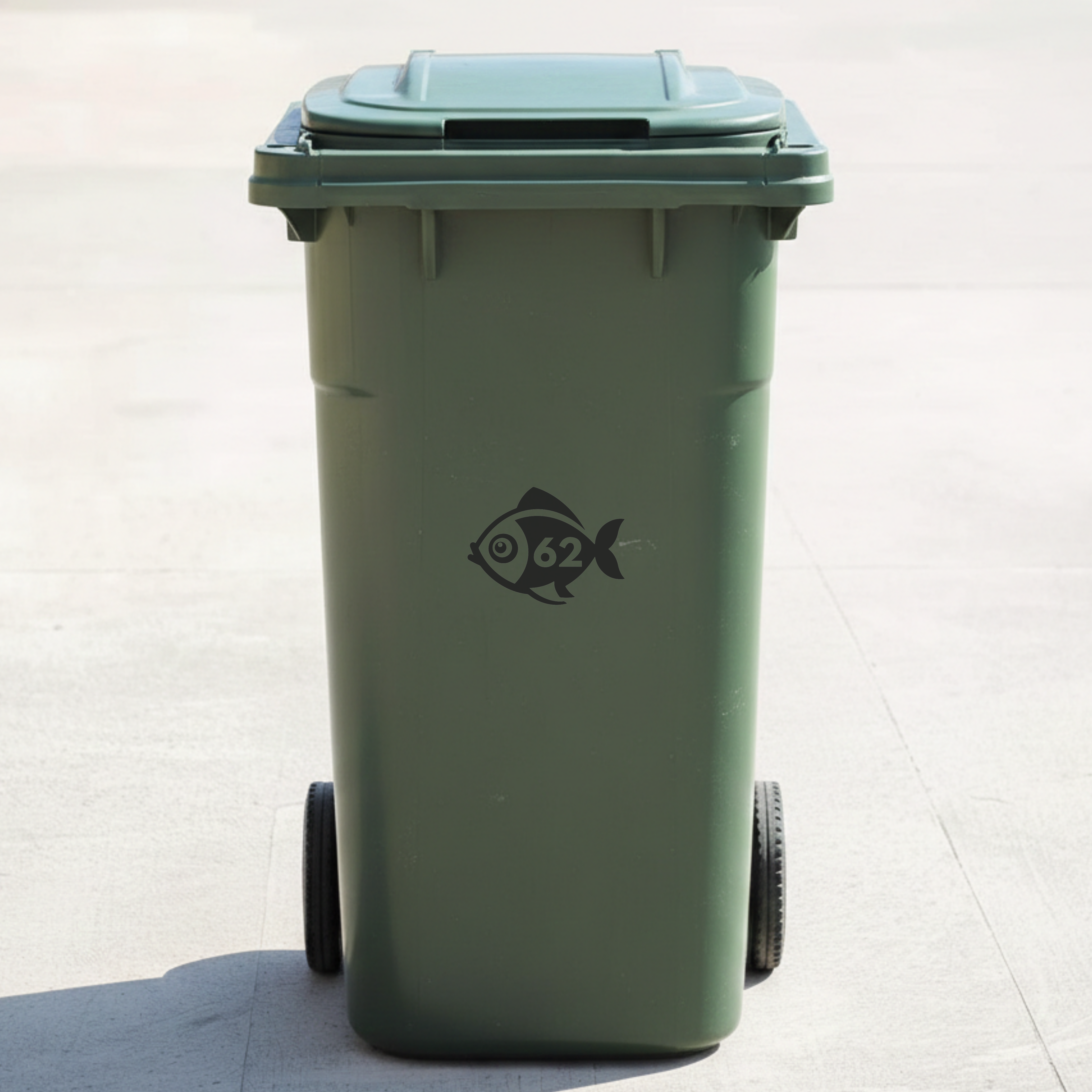 Fish Bin Decal Sticker with Personalised House Number