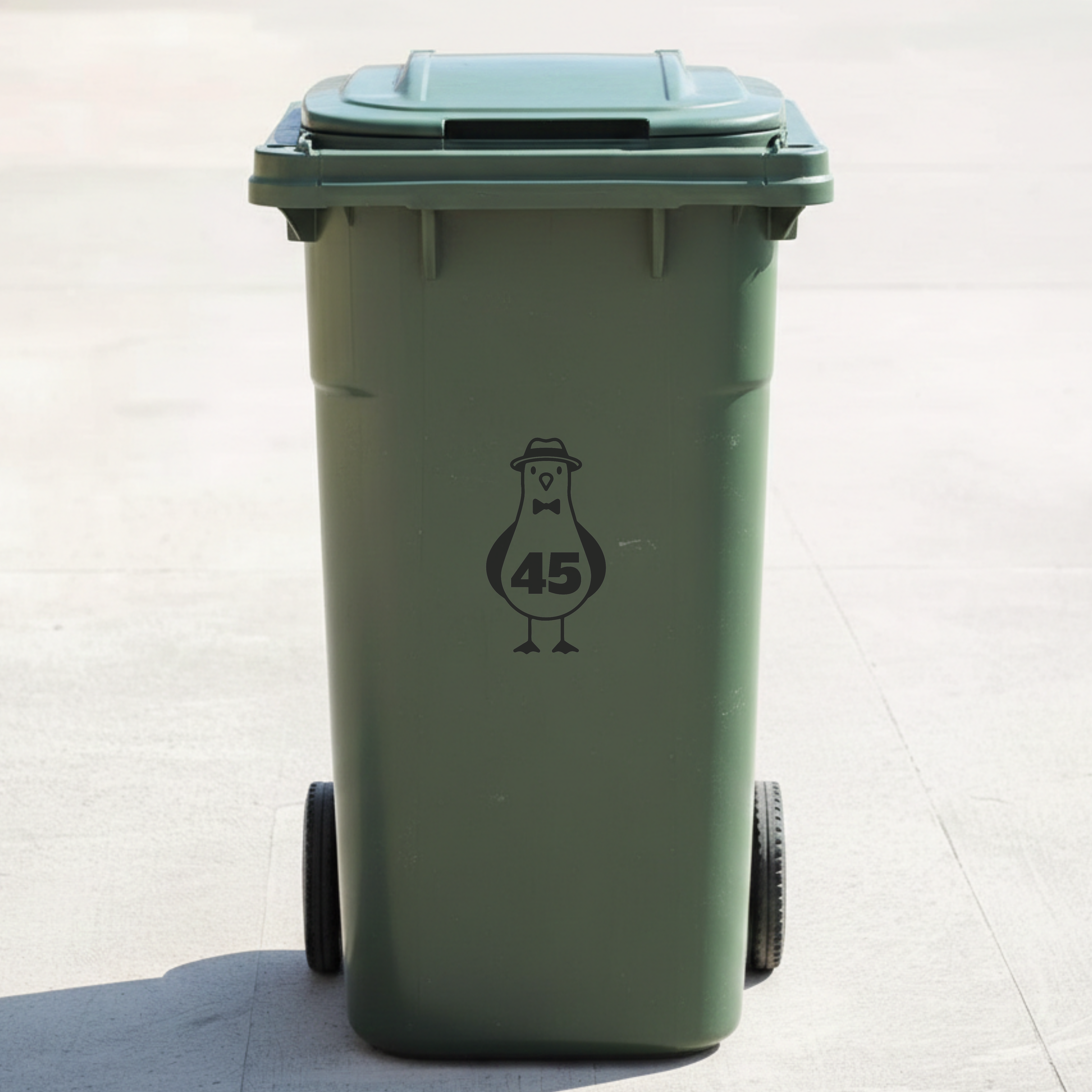 Seagull Bin Decal Sticker with Personalised House Number