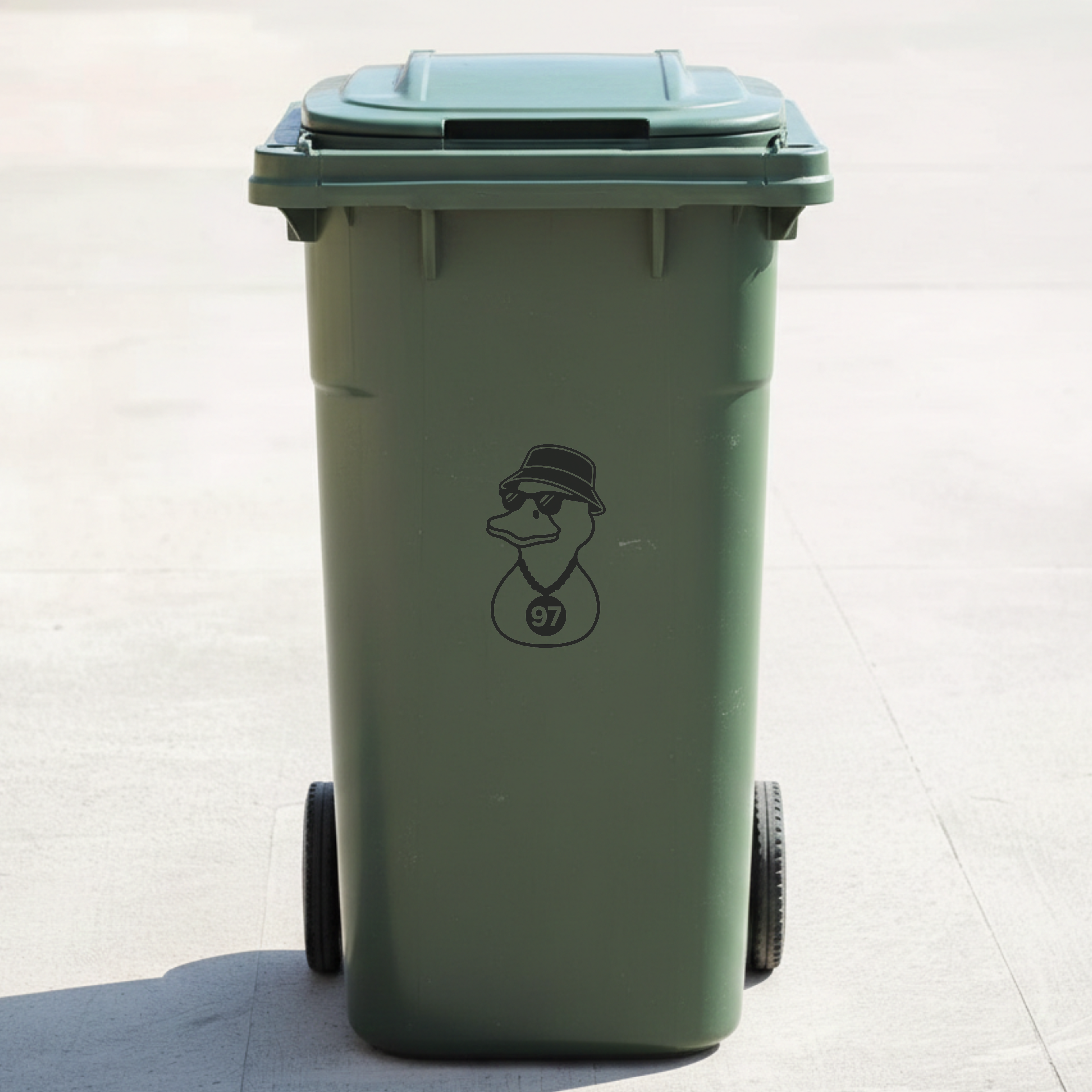 Duck Bin Decal Sticker with Personalised House Number