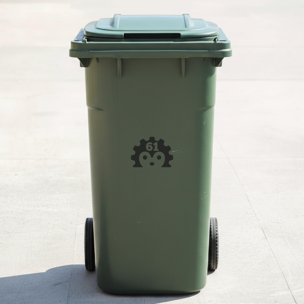 Hedgehog Bin Decal Sticker with Personalised House Number