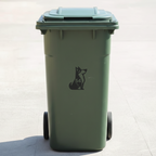 Sitting Dog Bin Decal Sticker with Personalised House Number