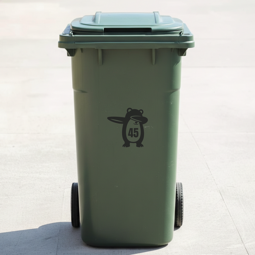 Bear Bin Decal Sticker with Personalised House Number