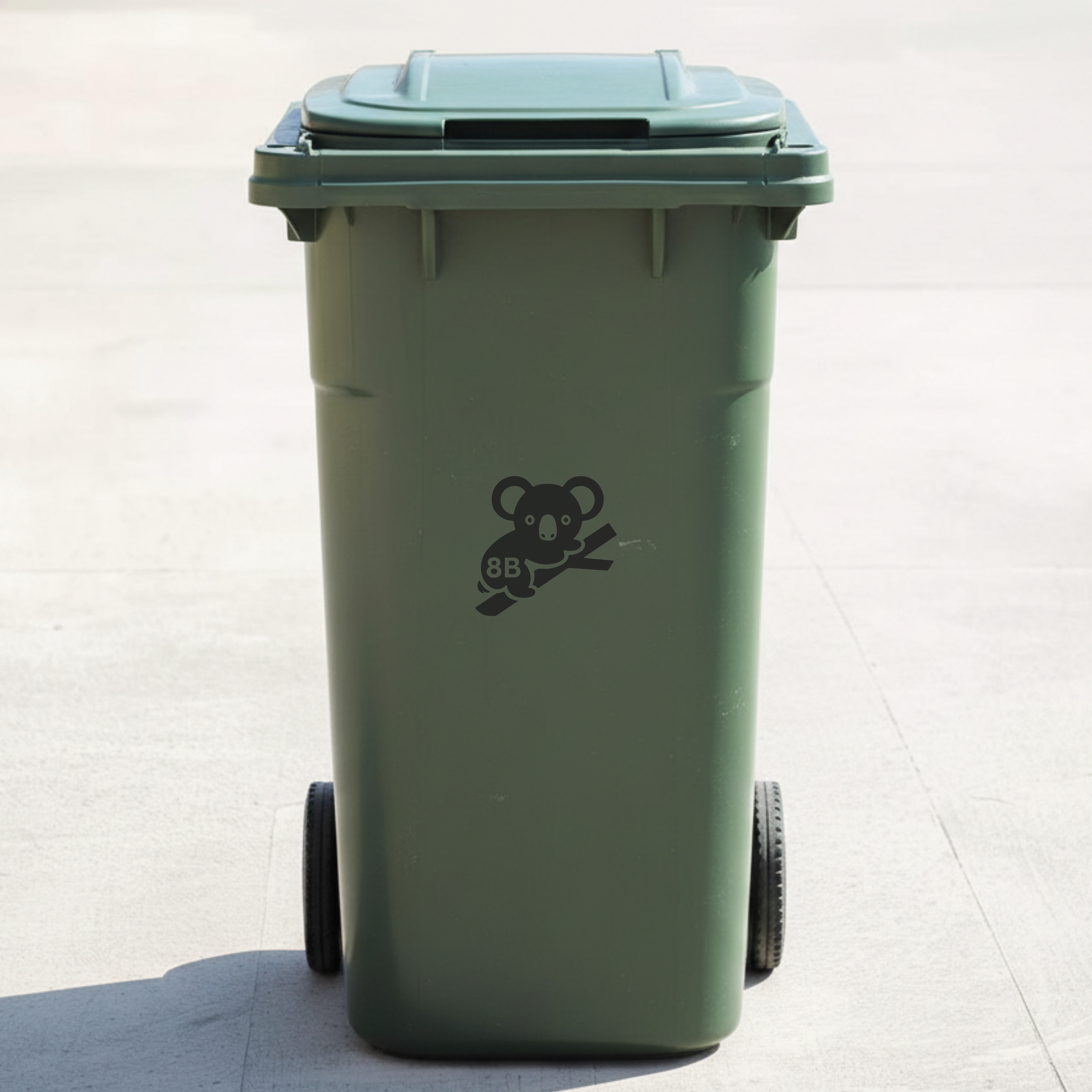 Koala Bin Decal Sticker with Personalised House Number