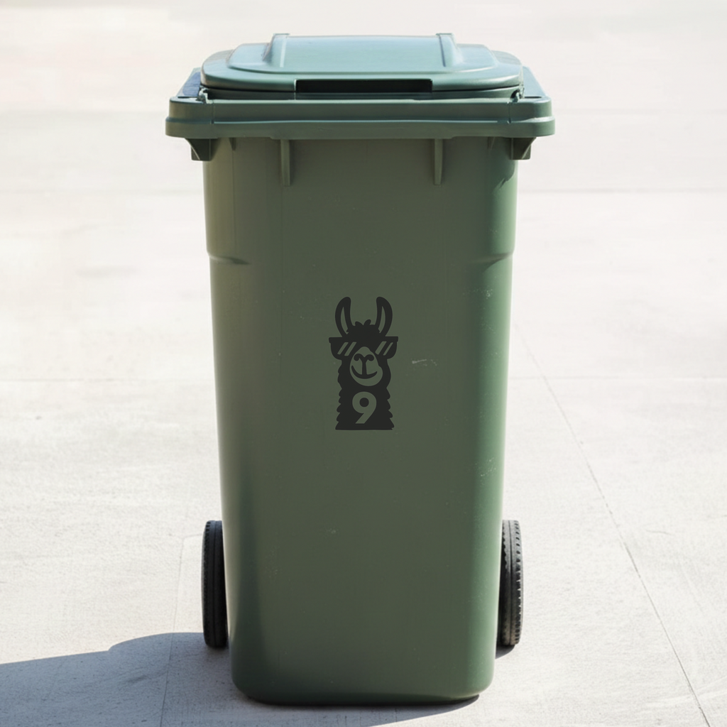 Llama Bin Decal Sticker with Personalised House Number