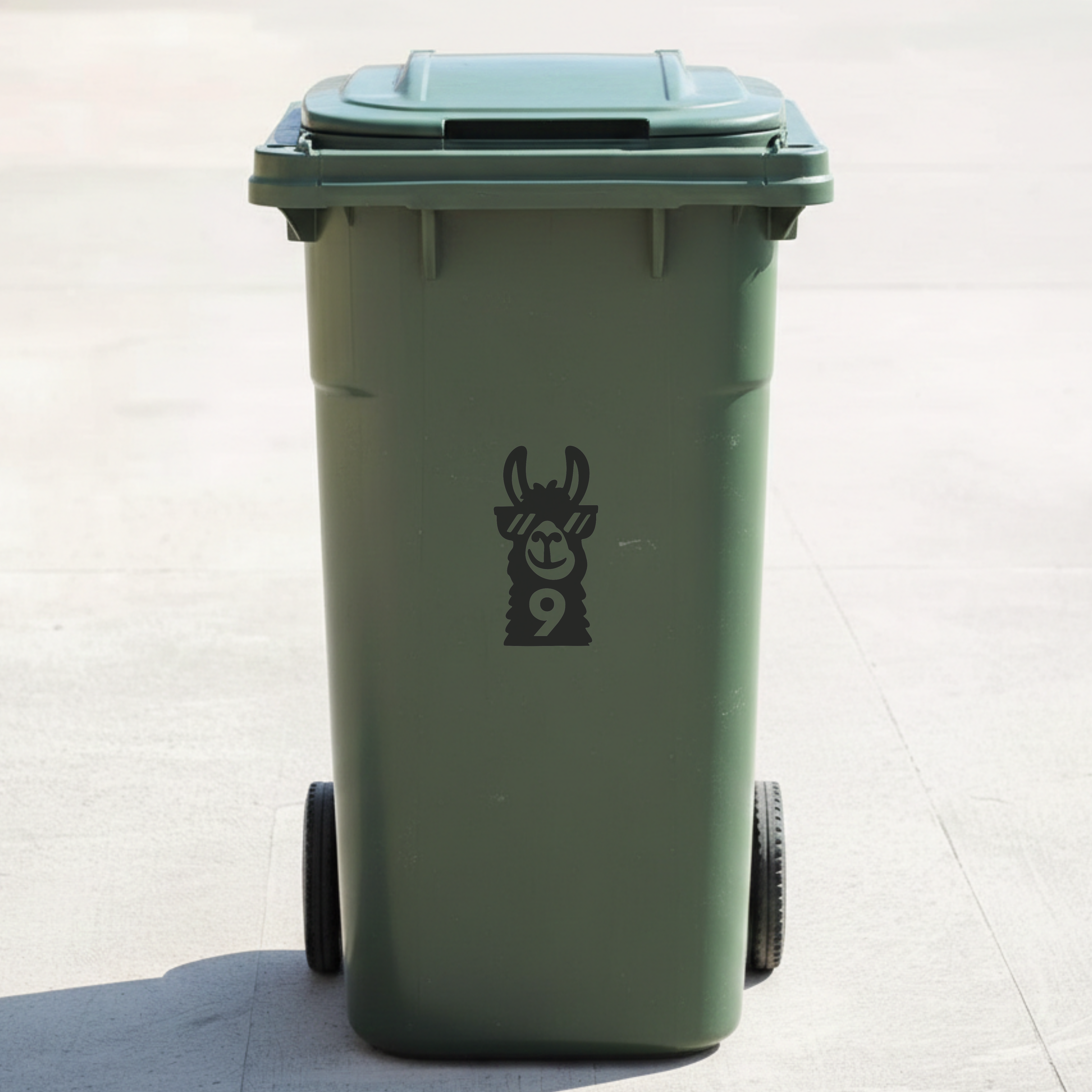 Llama Bin Decal Sticker with Personalised House Number