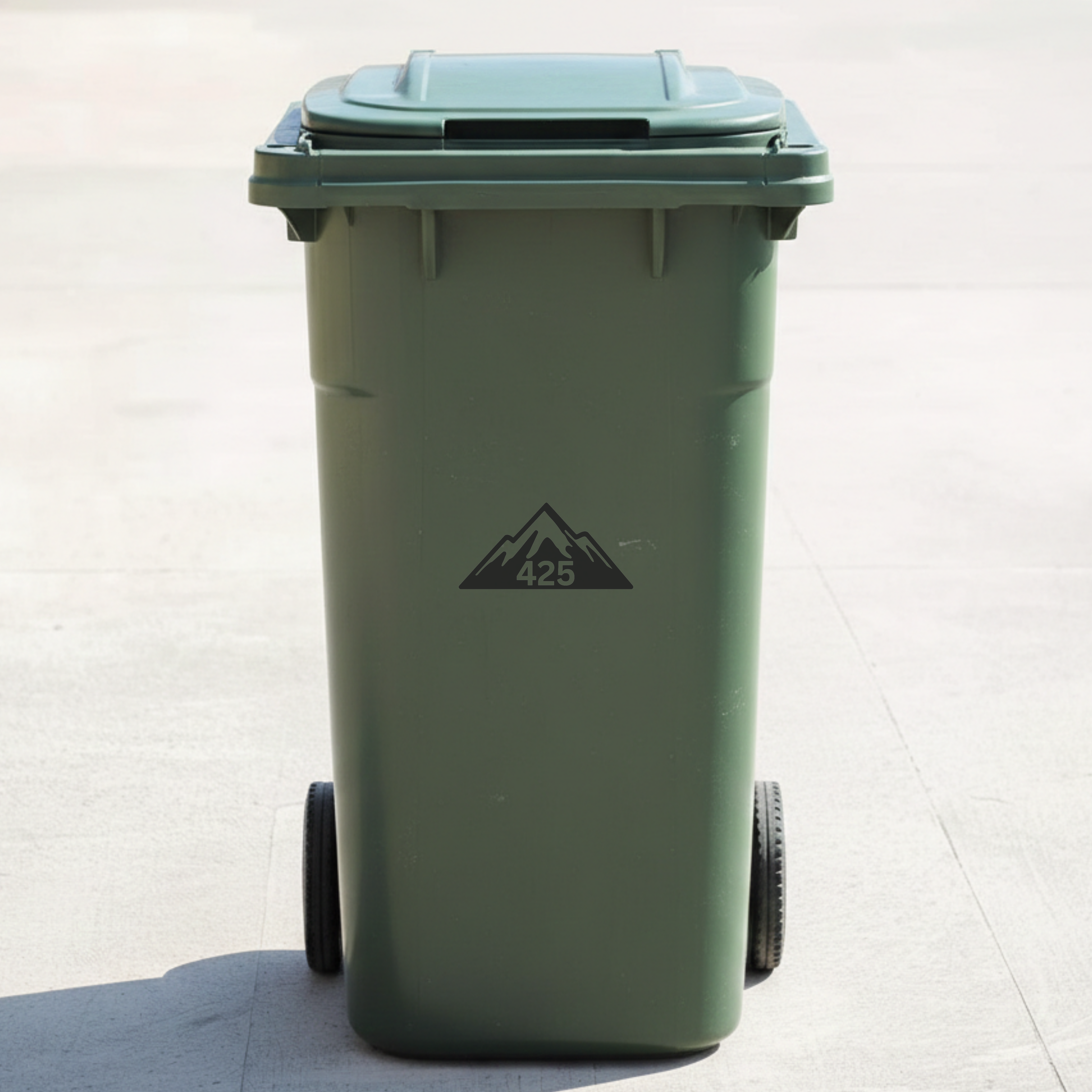 Mountain Adventure Bin Decal Sticker with Personalised House Number