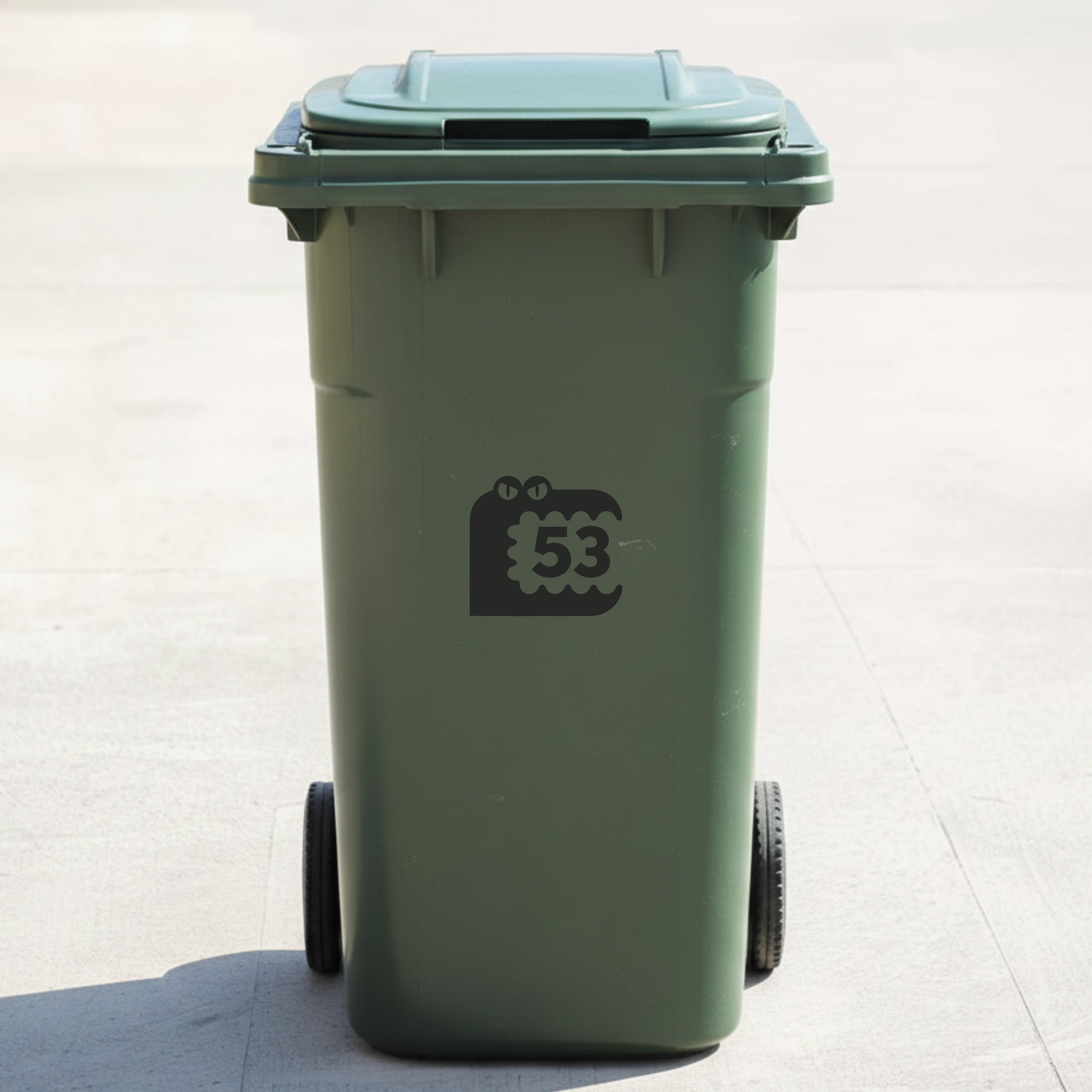 Crocodile Bin Decal Sticker with Personalised House Number