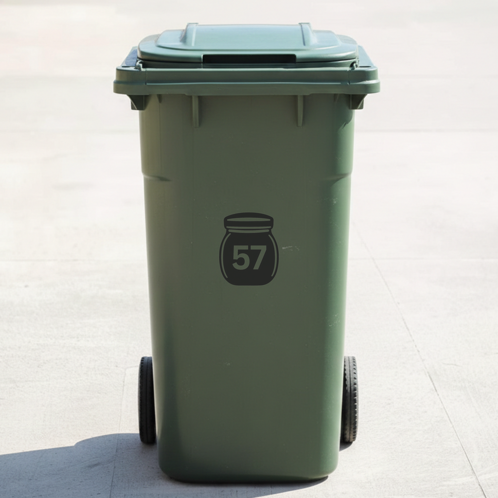 Honey Jar Bin Decal Sticker with Personalised House Number