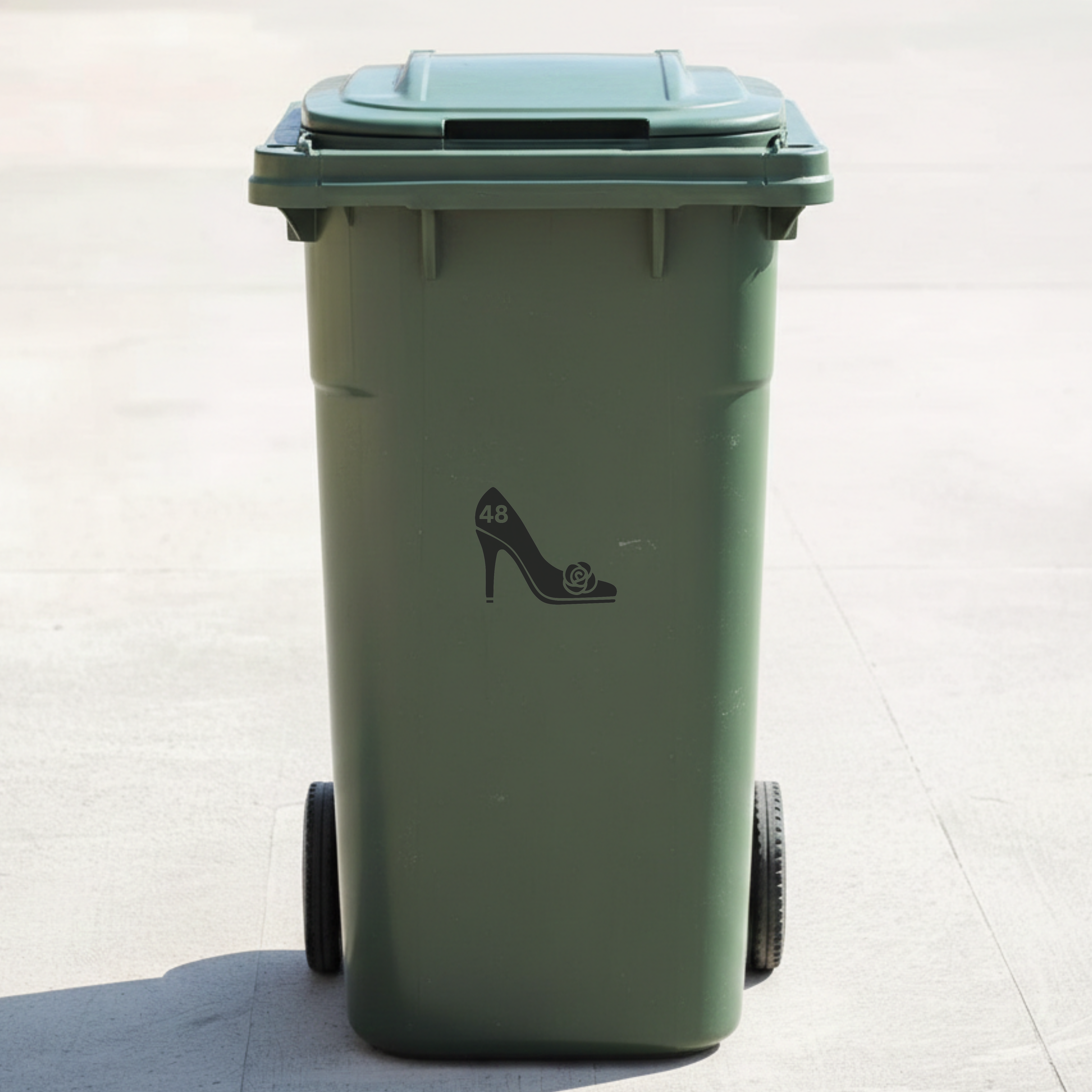 High Heel Bin Decal Sticker with Personalised House Number