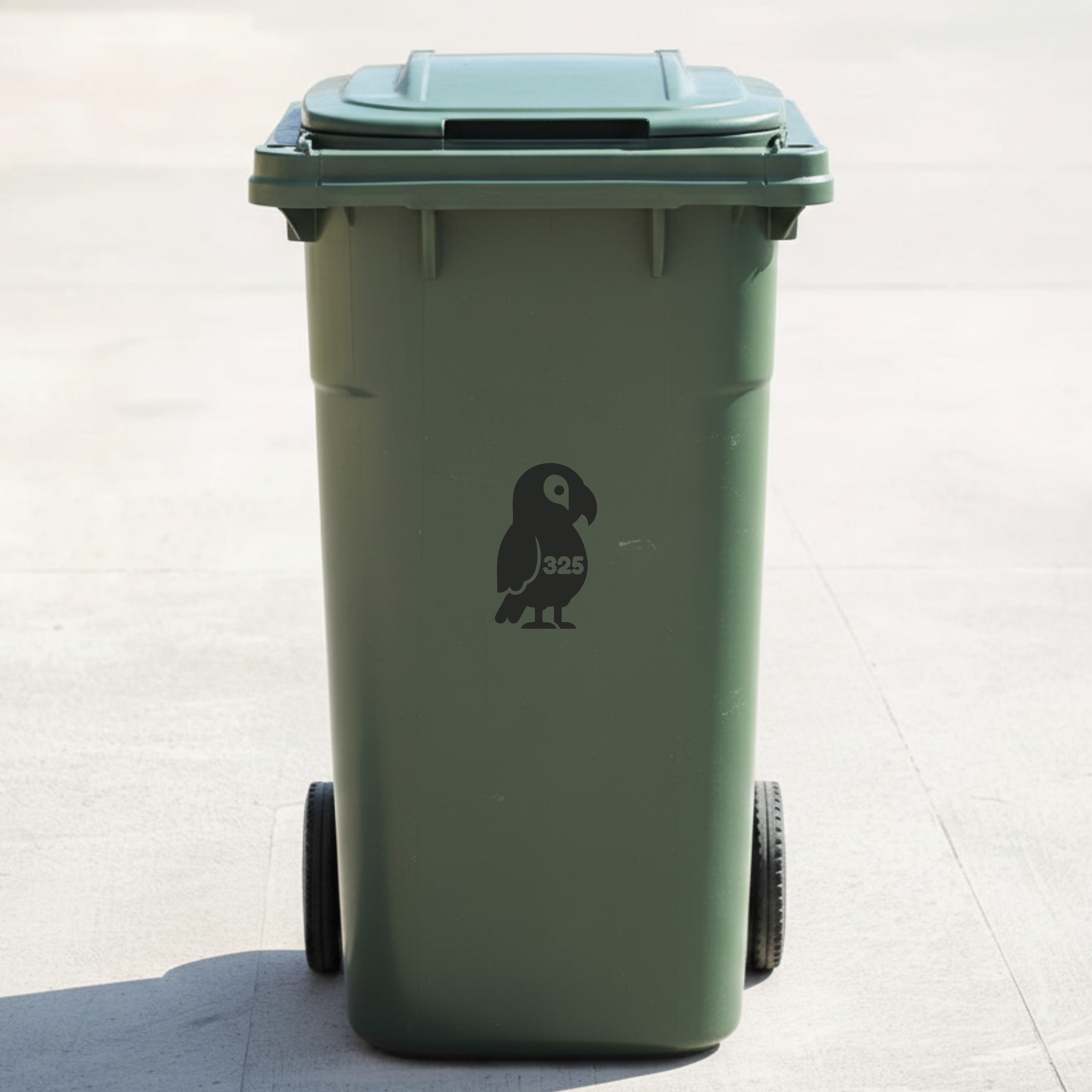 Parrot Bin Decal Sticker with Personalised House Number