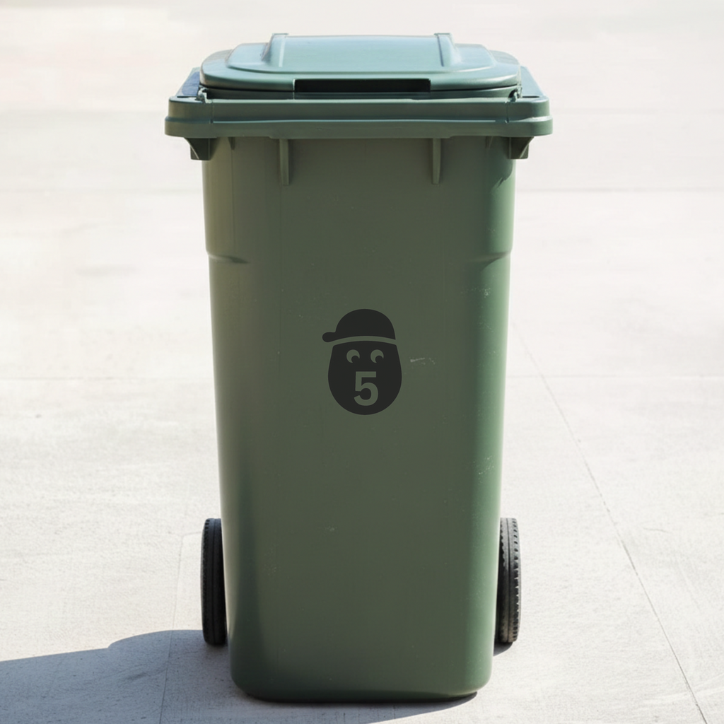 Small Potato Bin Decal Sticker with Personalised House Number