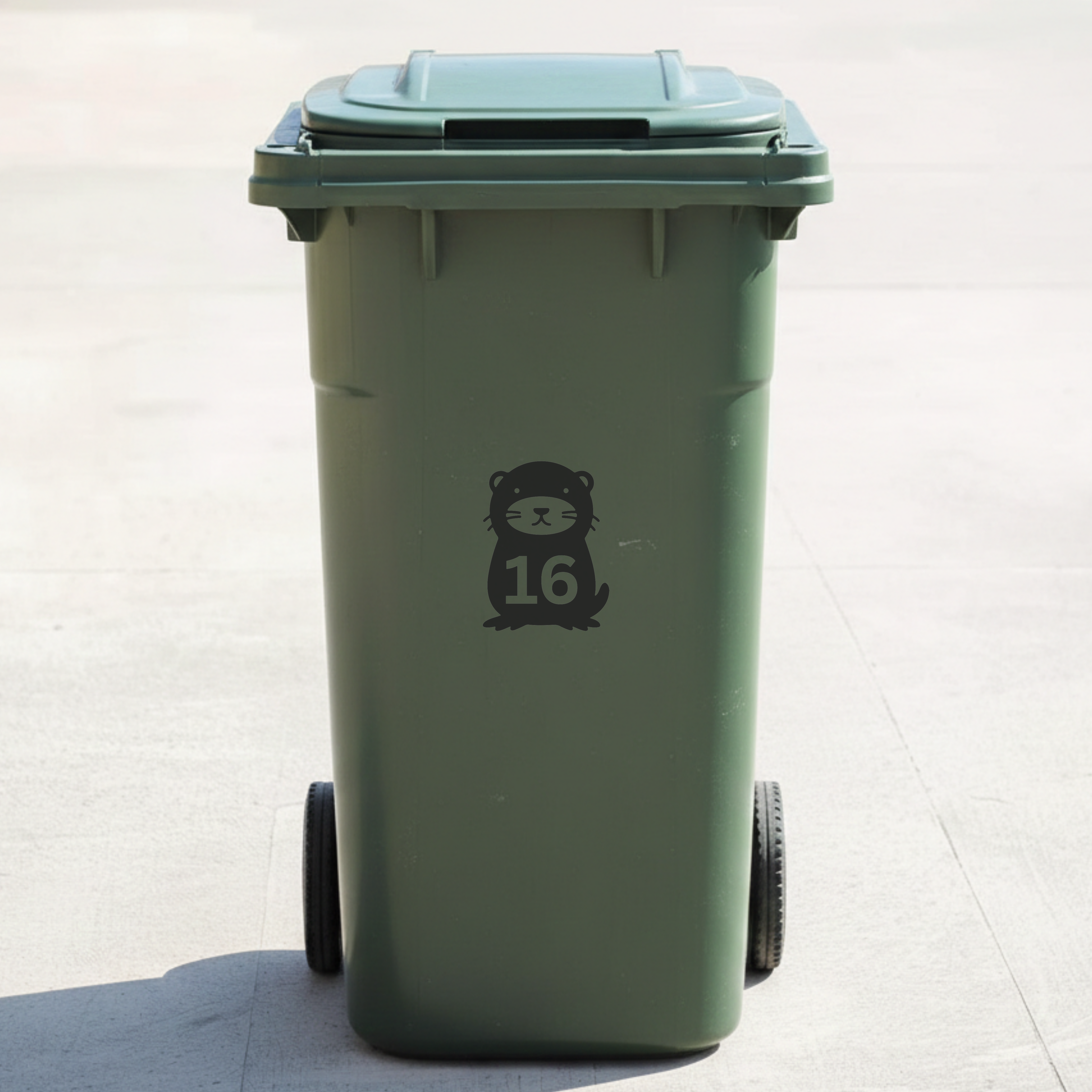 Otter Bin Decal Sticker with Personalised House Number