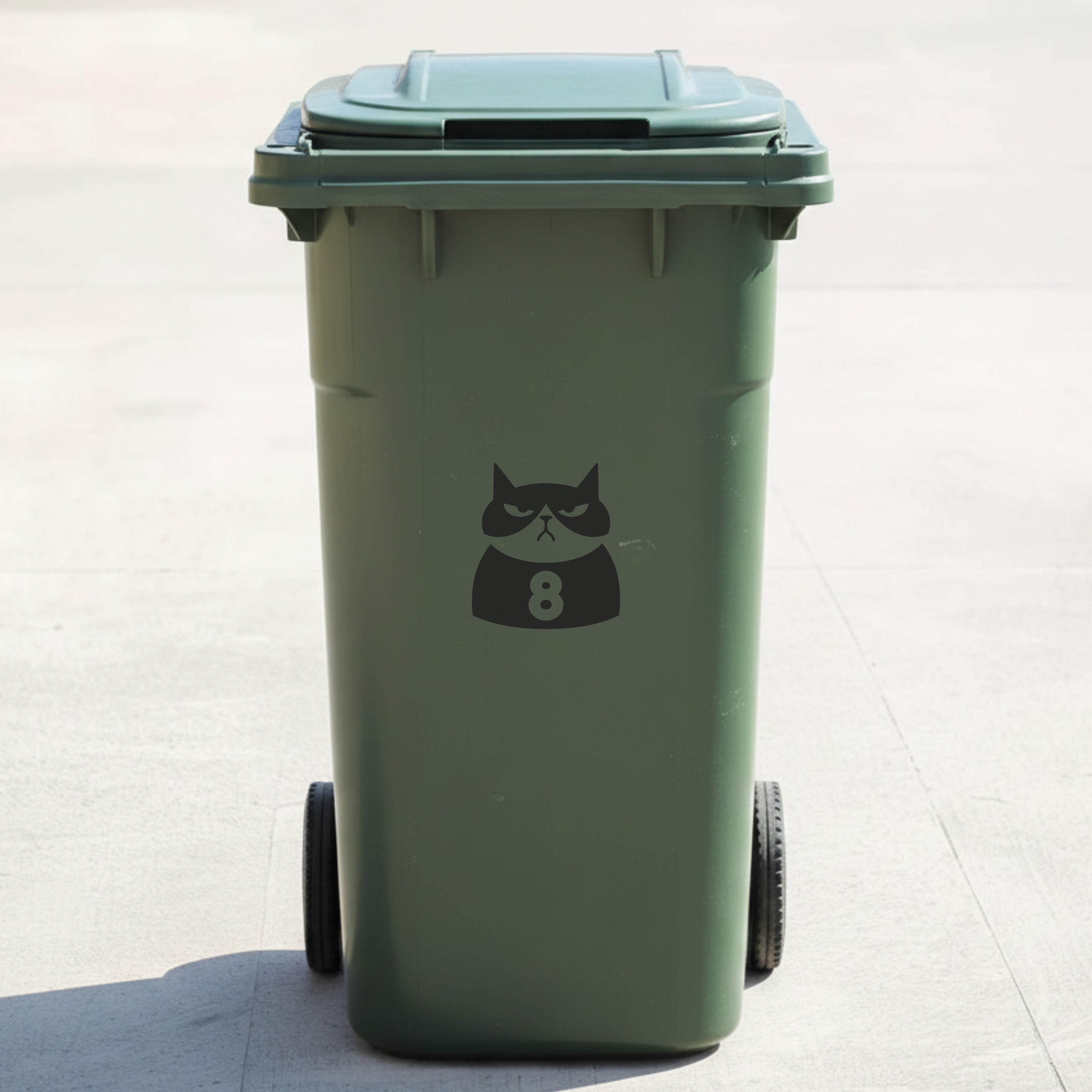 Grumpy Cat Bin Decal Sticker with Personalised House Number