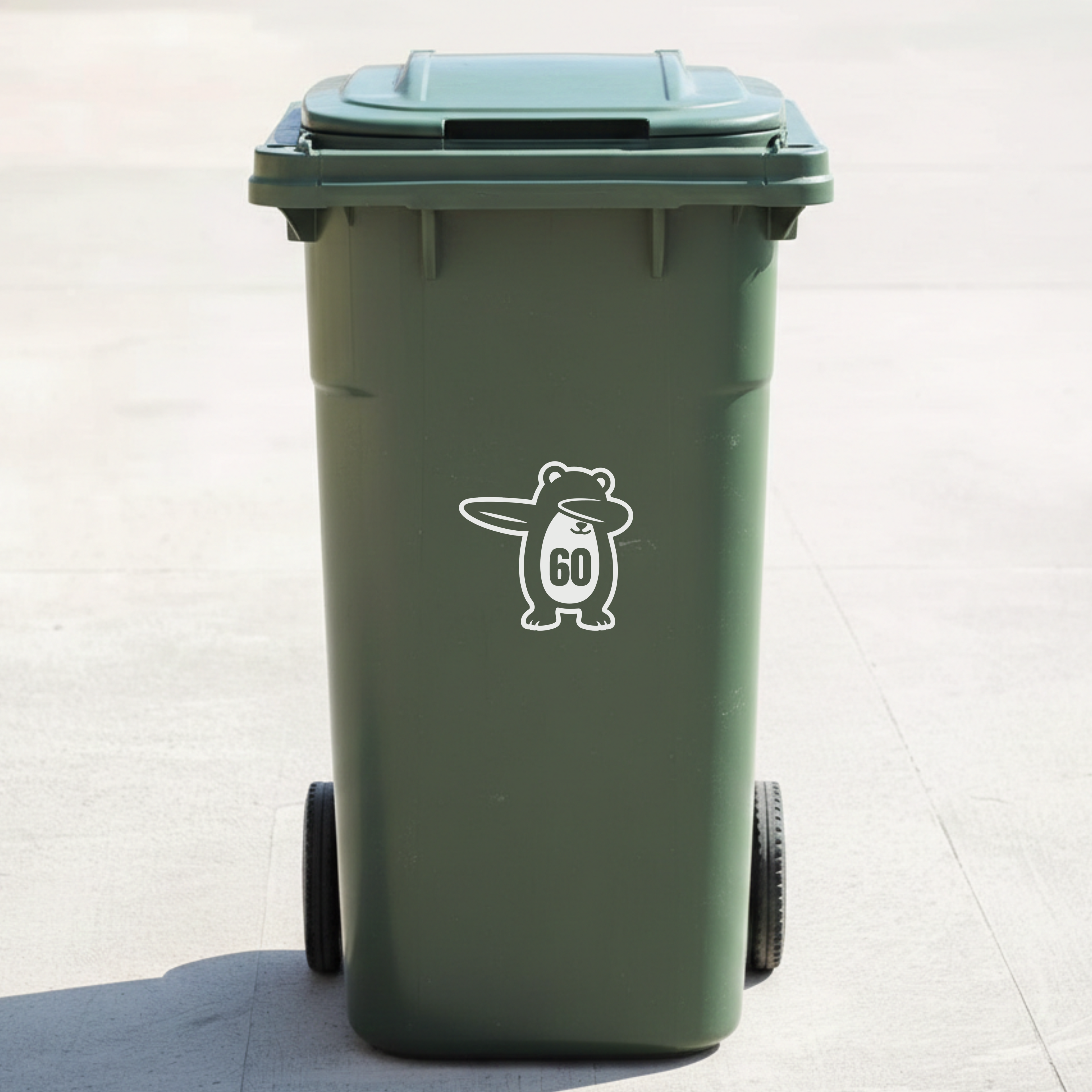 Bear Bin Decal Sticker with Personalised House Number