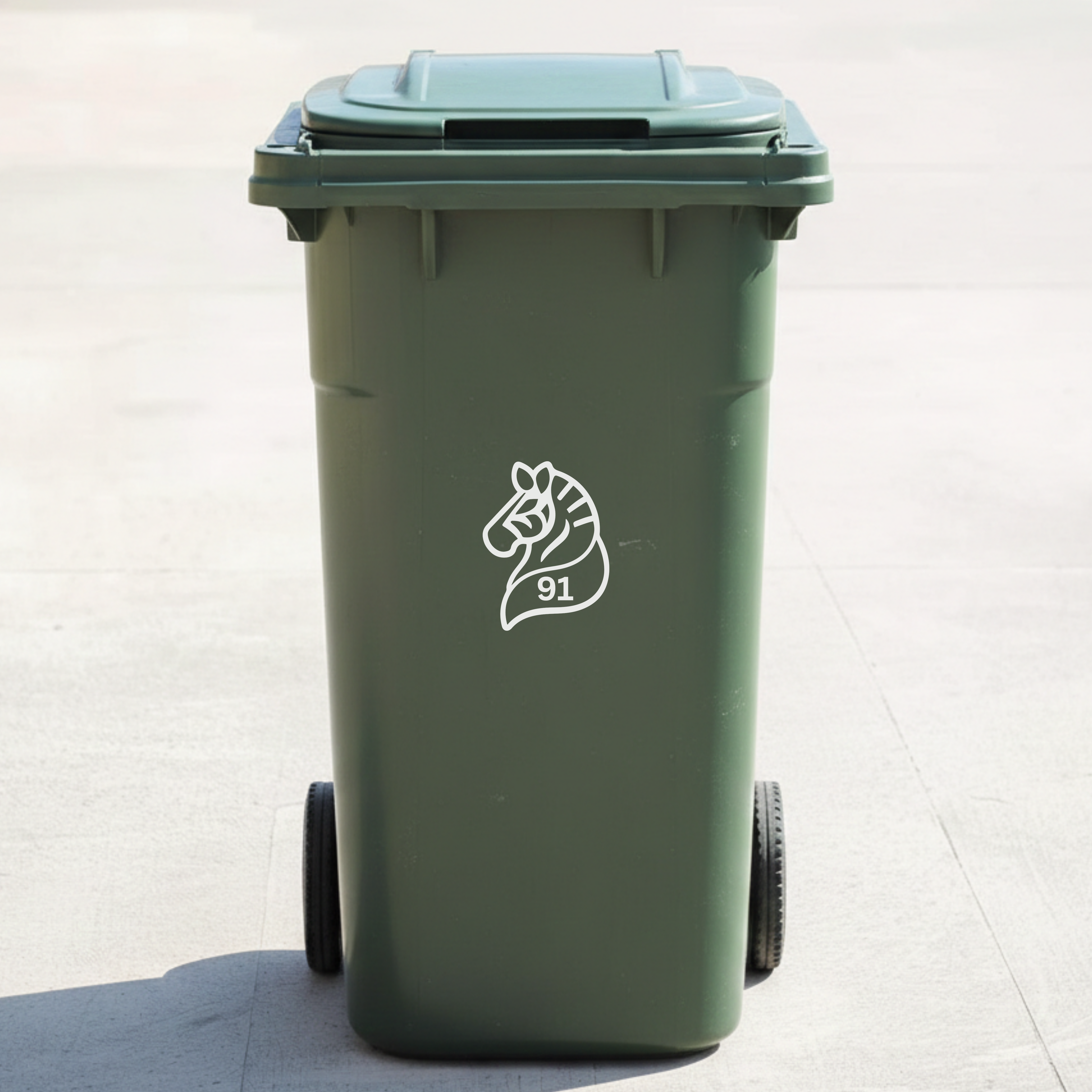 Zebra Bin Decal Sticker with Personalised House Number