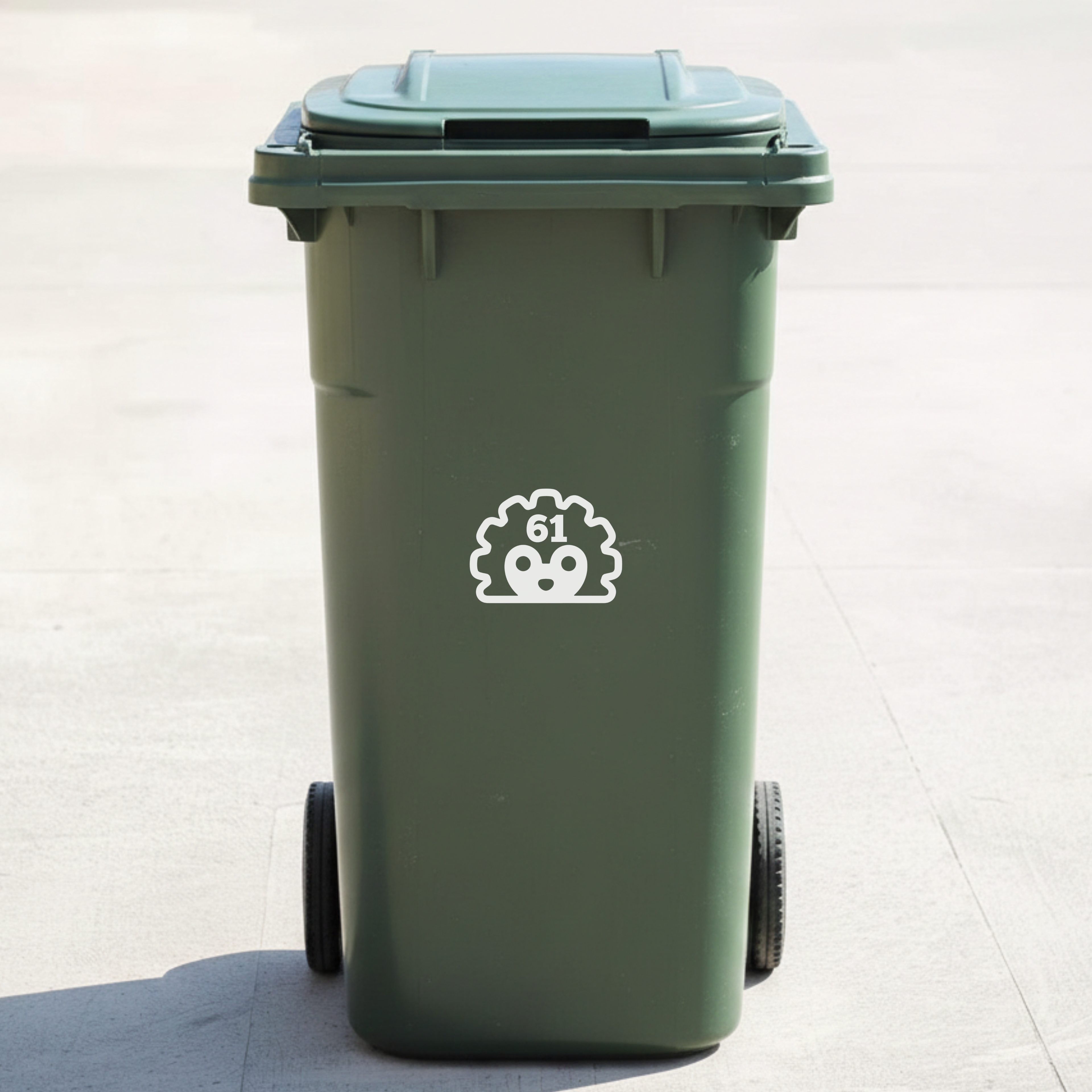 Hedgehog Bin Decal Sticker with Personalised House Number
