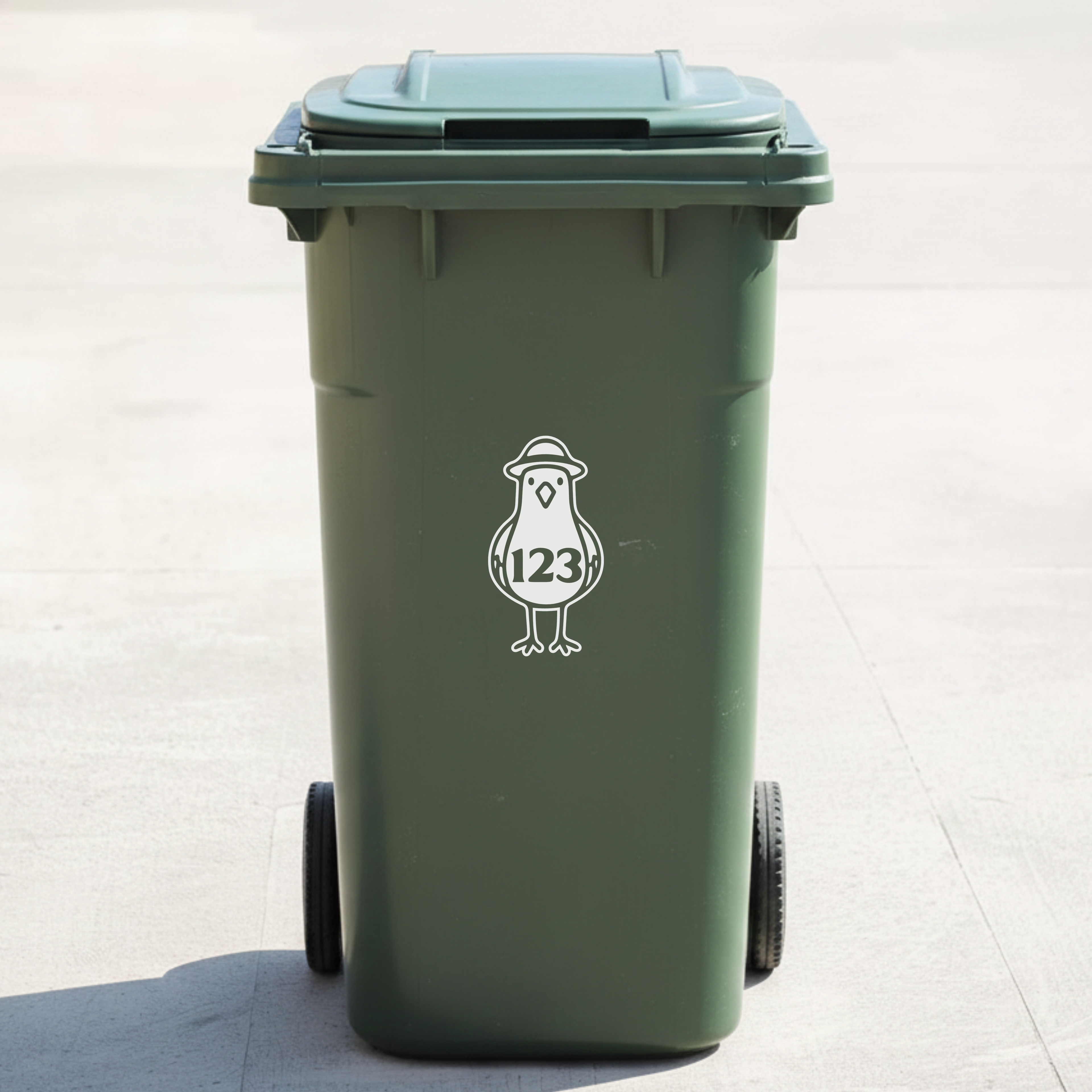 Seagull Bin Decal Sticker with Personalised House Number