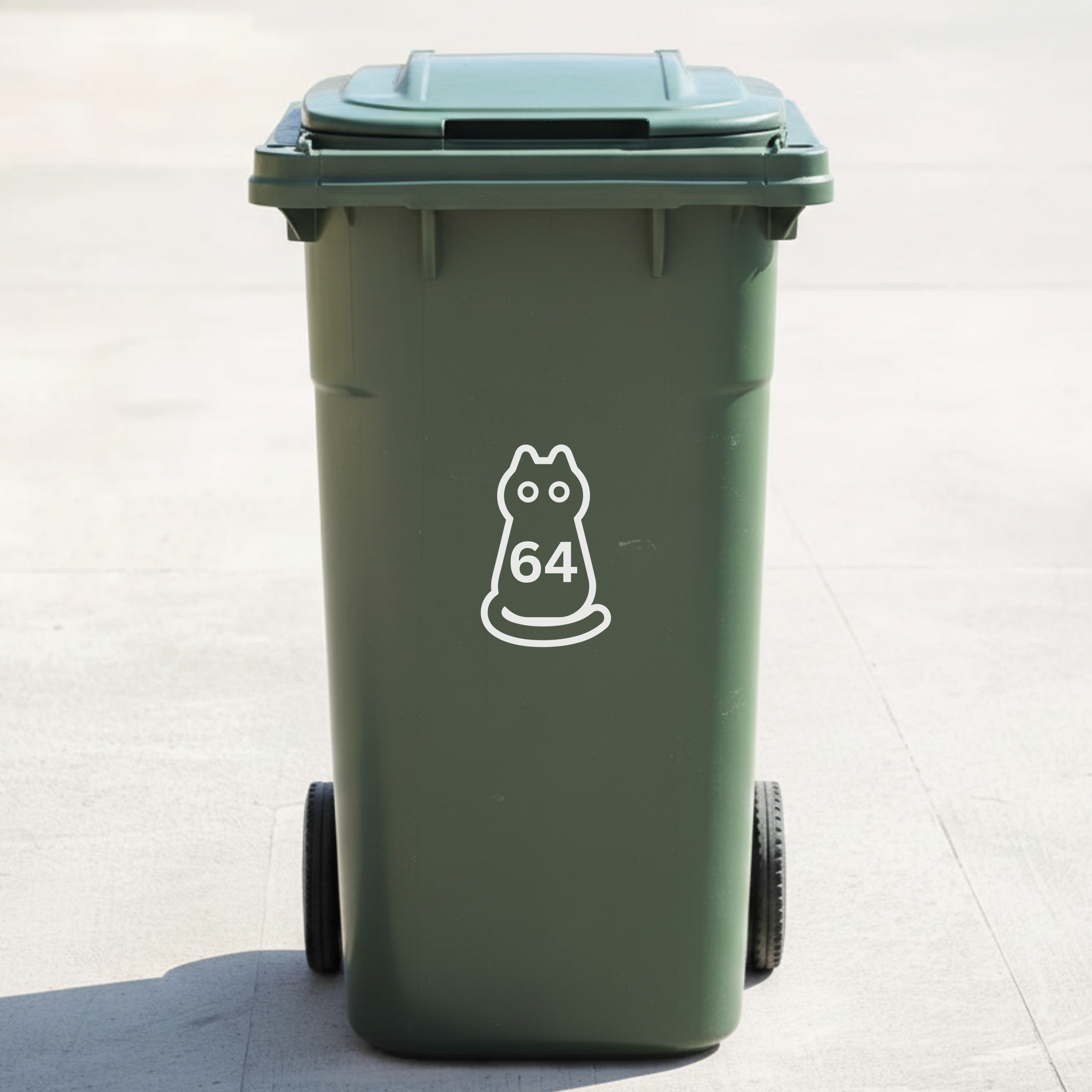 Black Cat Bin Decal Sticker with Personalised House Number