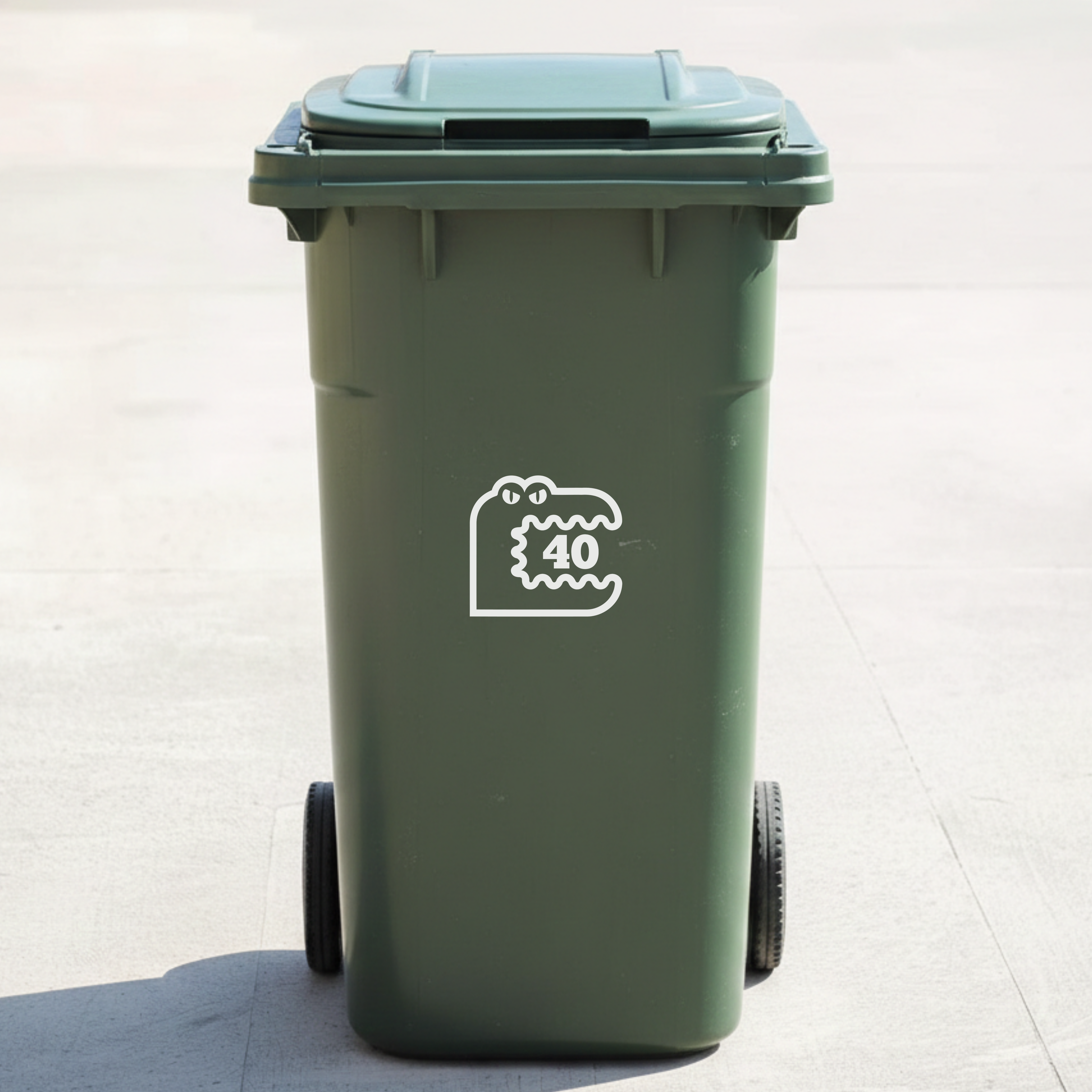 Crocodile Bin Decal Sticker with Personalised House Number