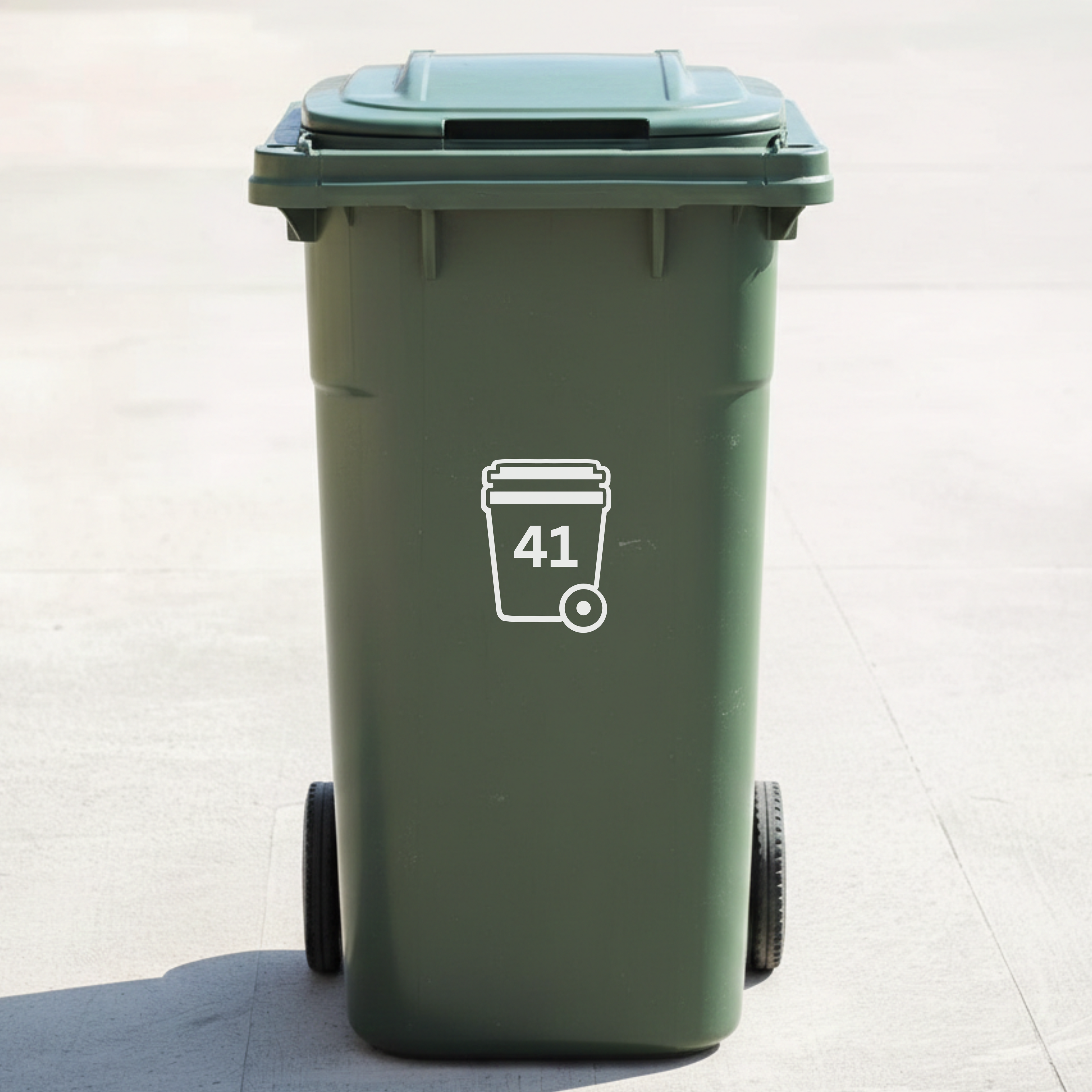 Wheelie Bin Icon Decal Sticker with Personalised House Number