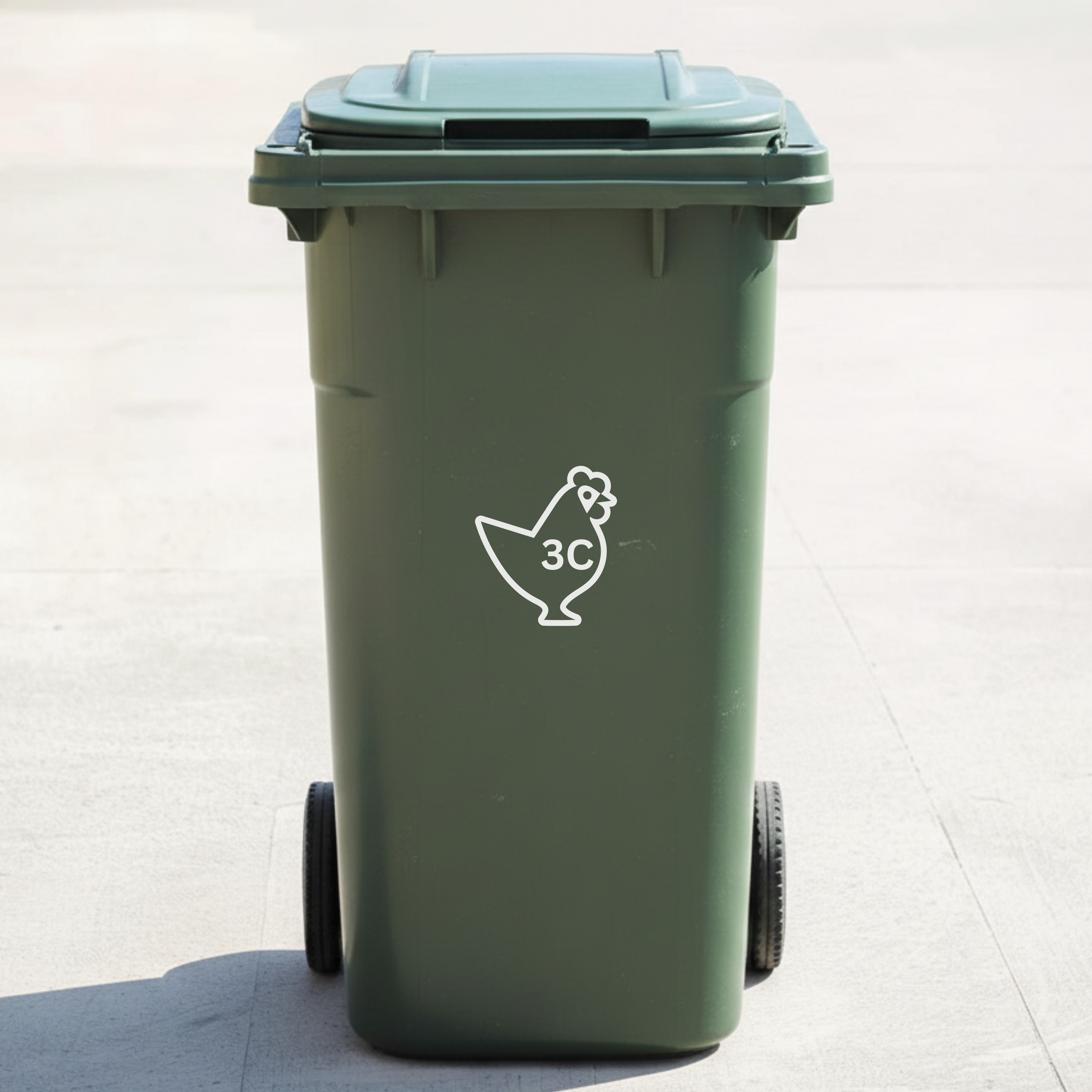 Chicken Bin Decal Sticker with Personalised House Number