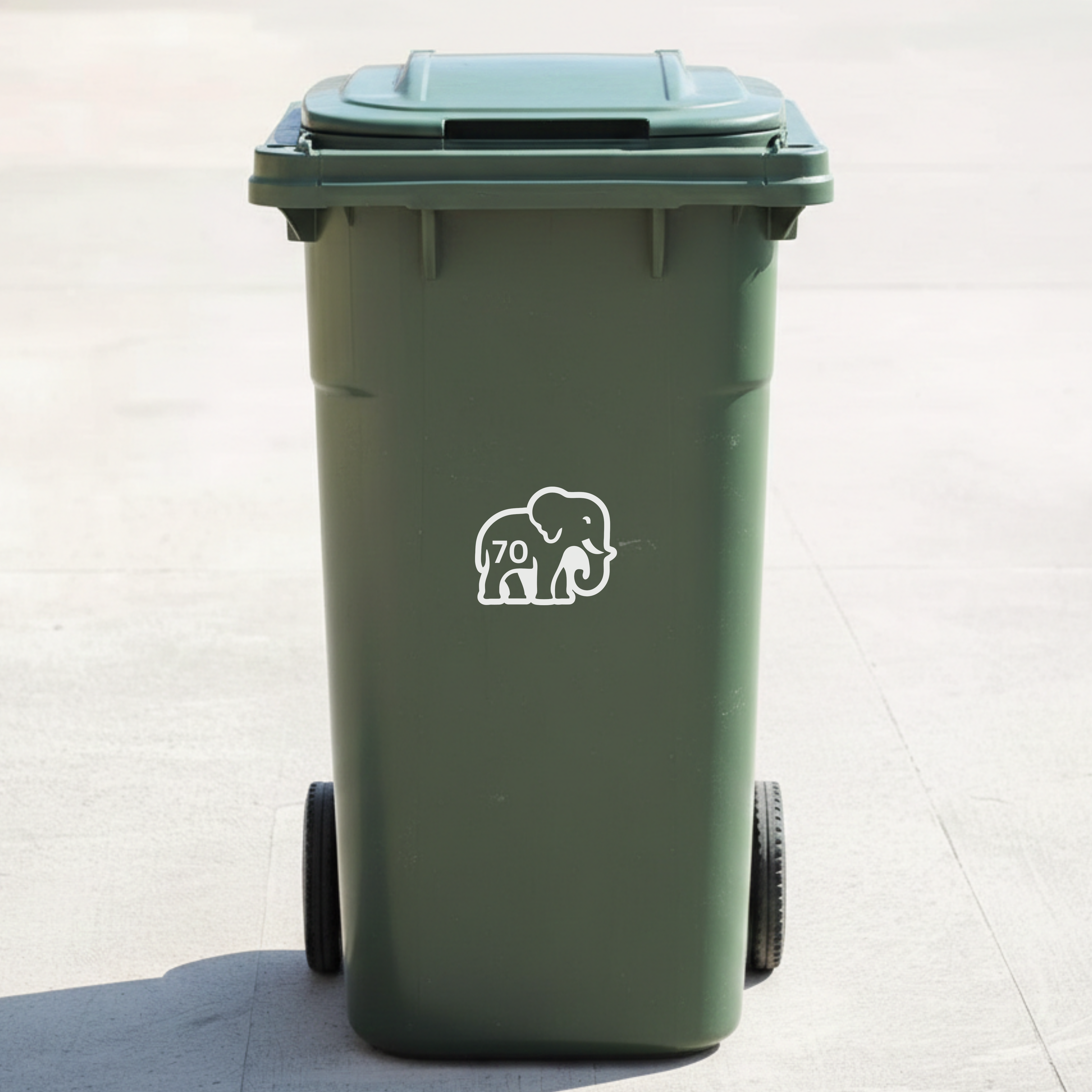 Elephant Bin Decal Sticker with Personalised House Number