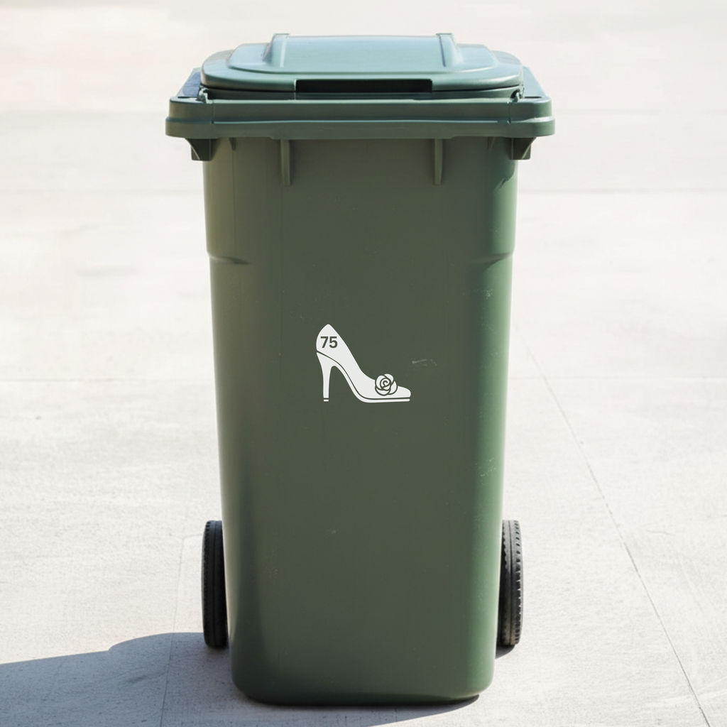 High Heel Bin Decal Sticker with Personalised House Number